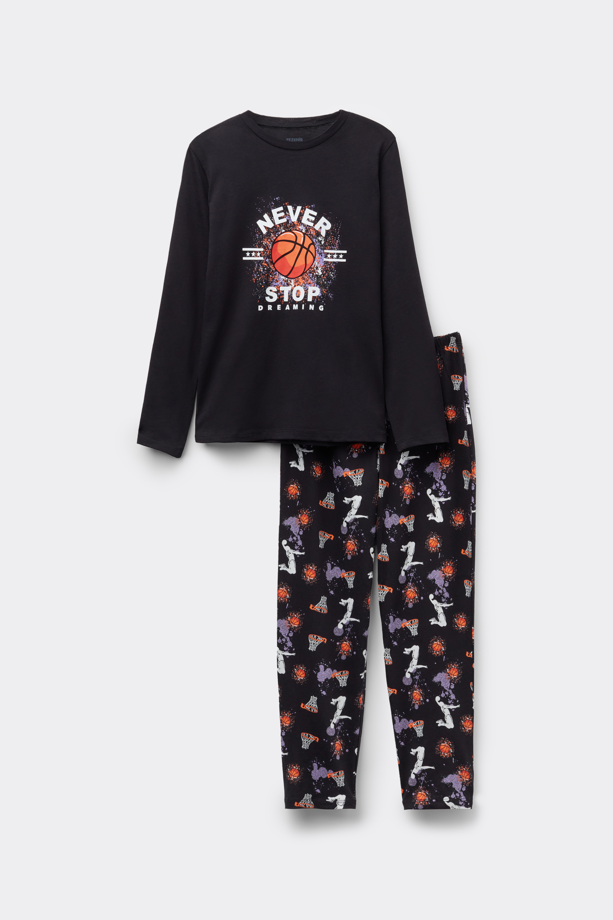 Pijama Lungă Băieți Bumbac Imprimeu „Never Stop”