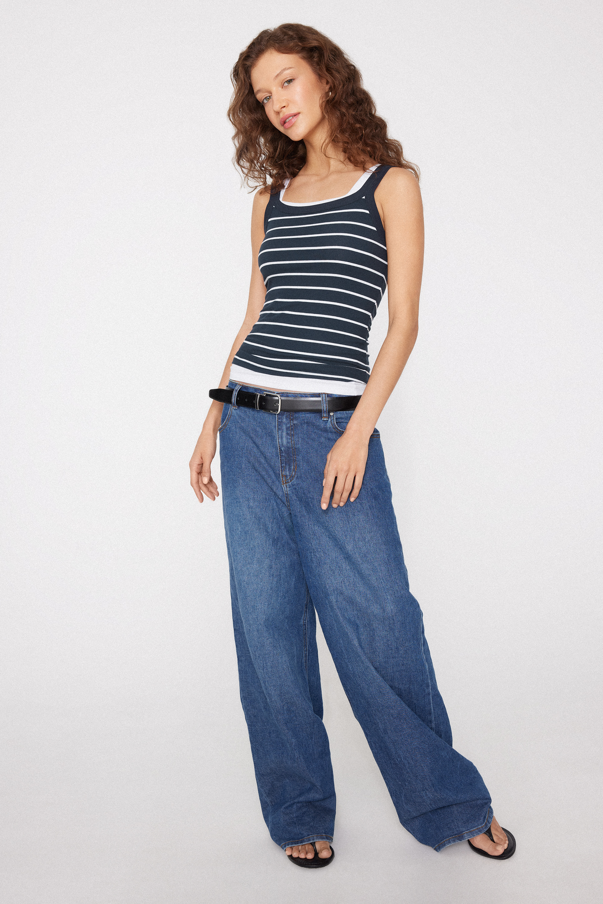 Canotta Scollo Squadrato in Cotone a Costine