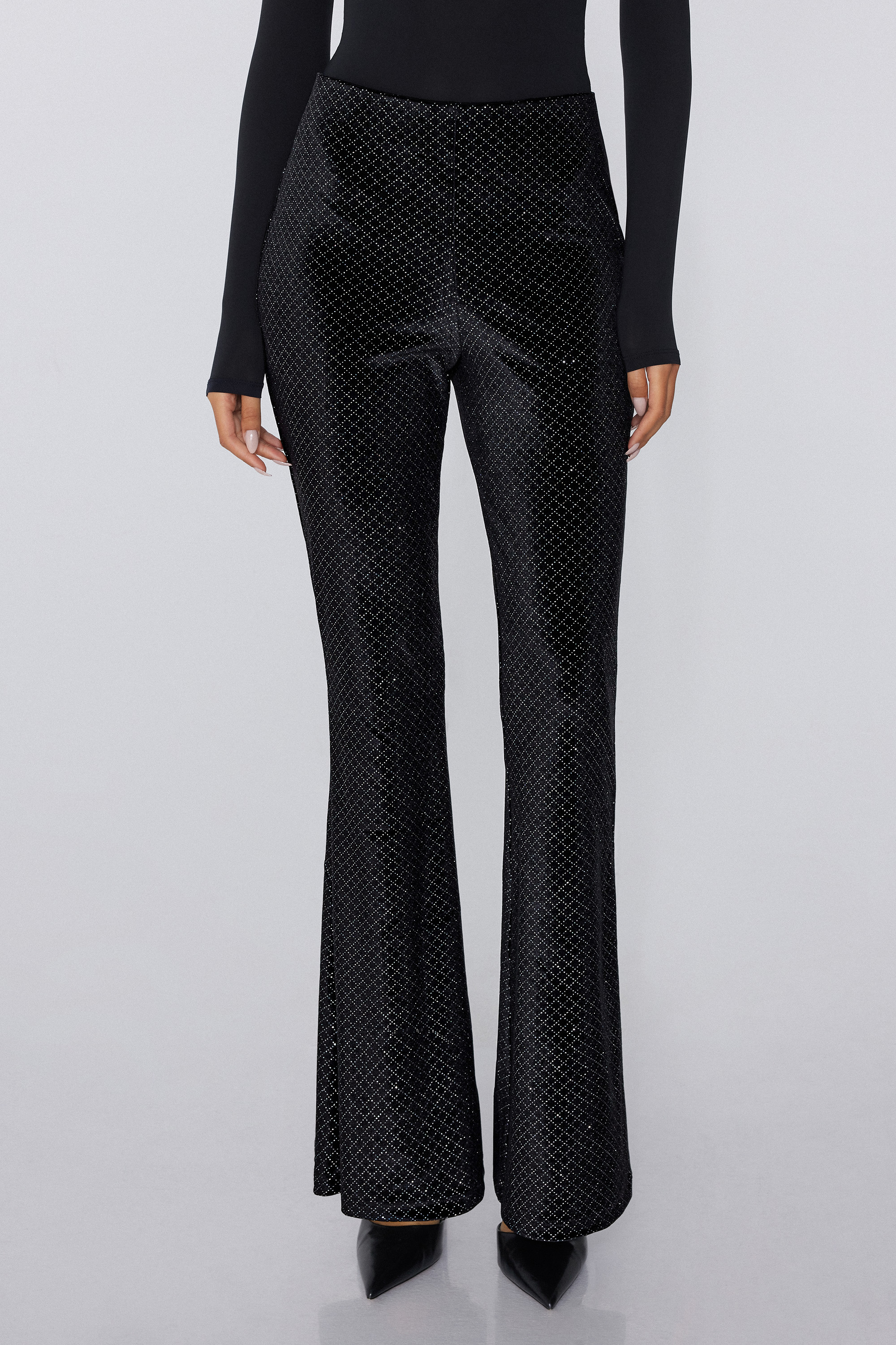 Glitter Diamond Velvet Flared Trousers