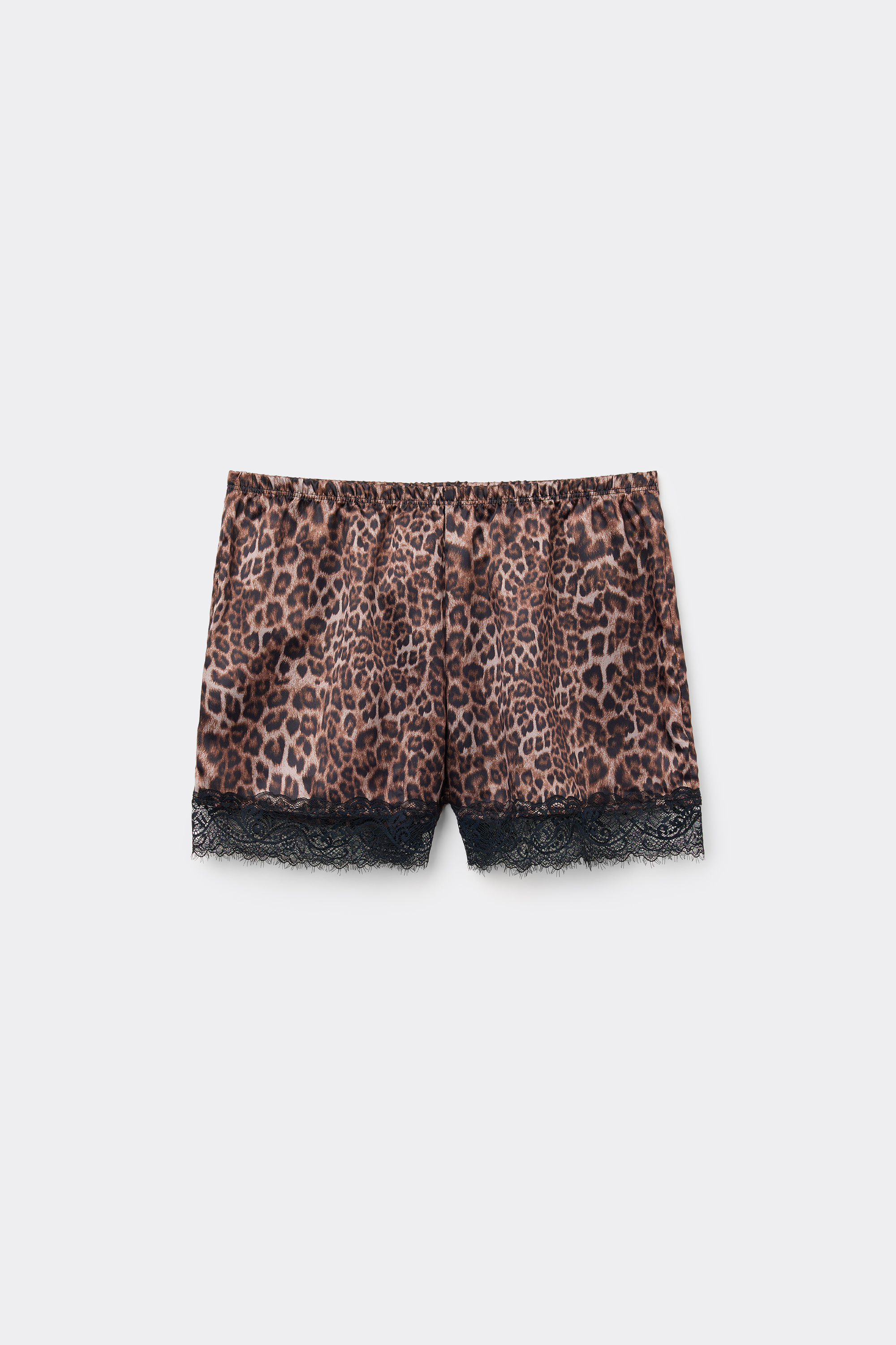 Printed Satin and Lace Shorts