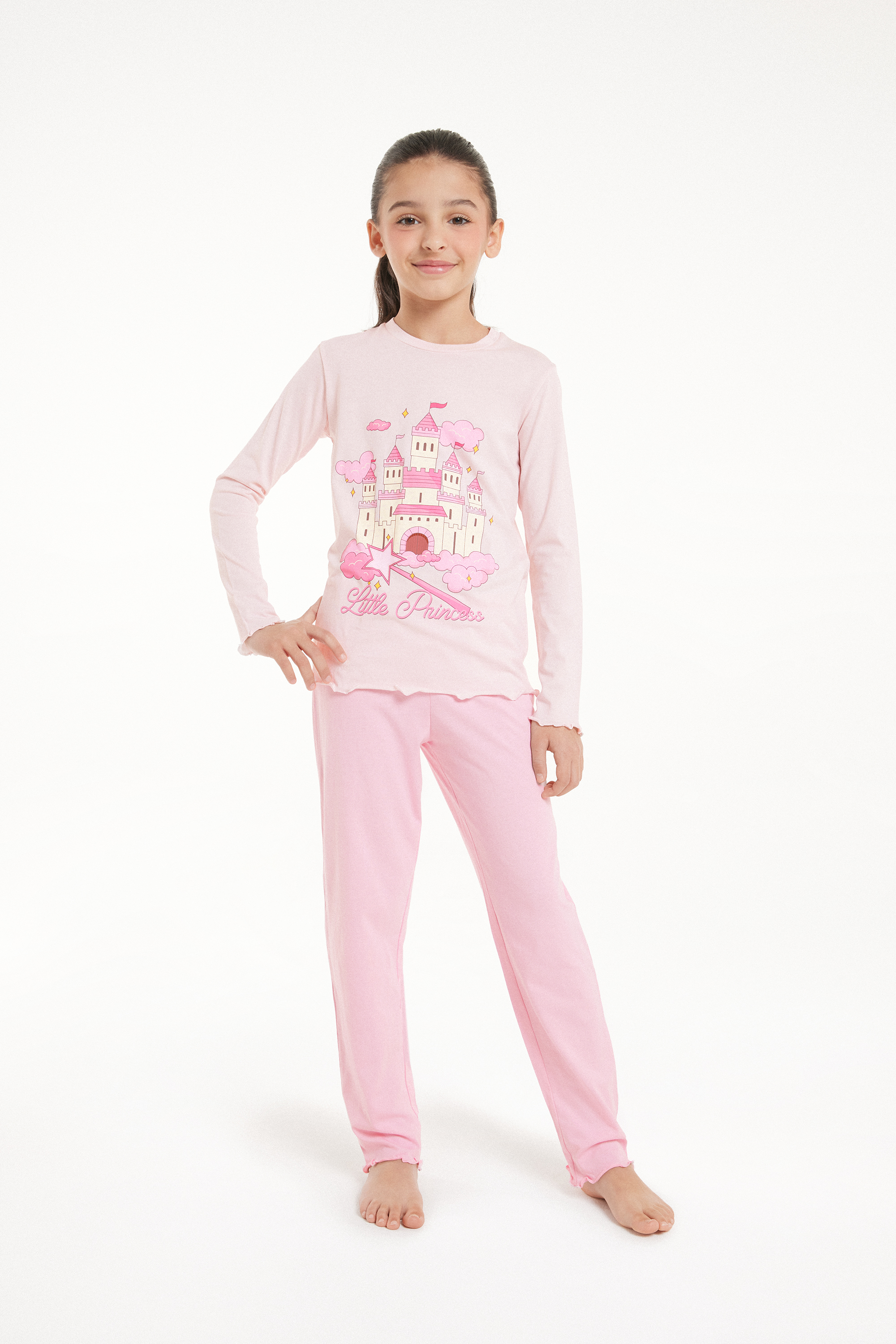 Langer Pyjama aus Baumwolle mit „Little Princess“-Print