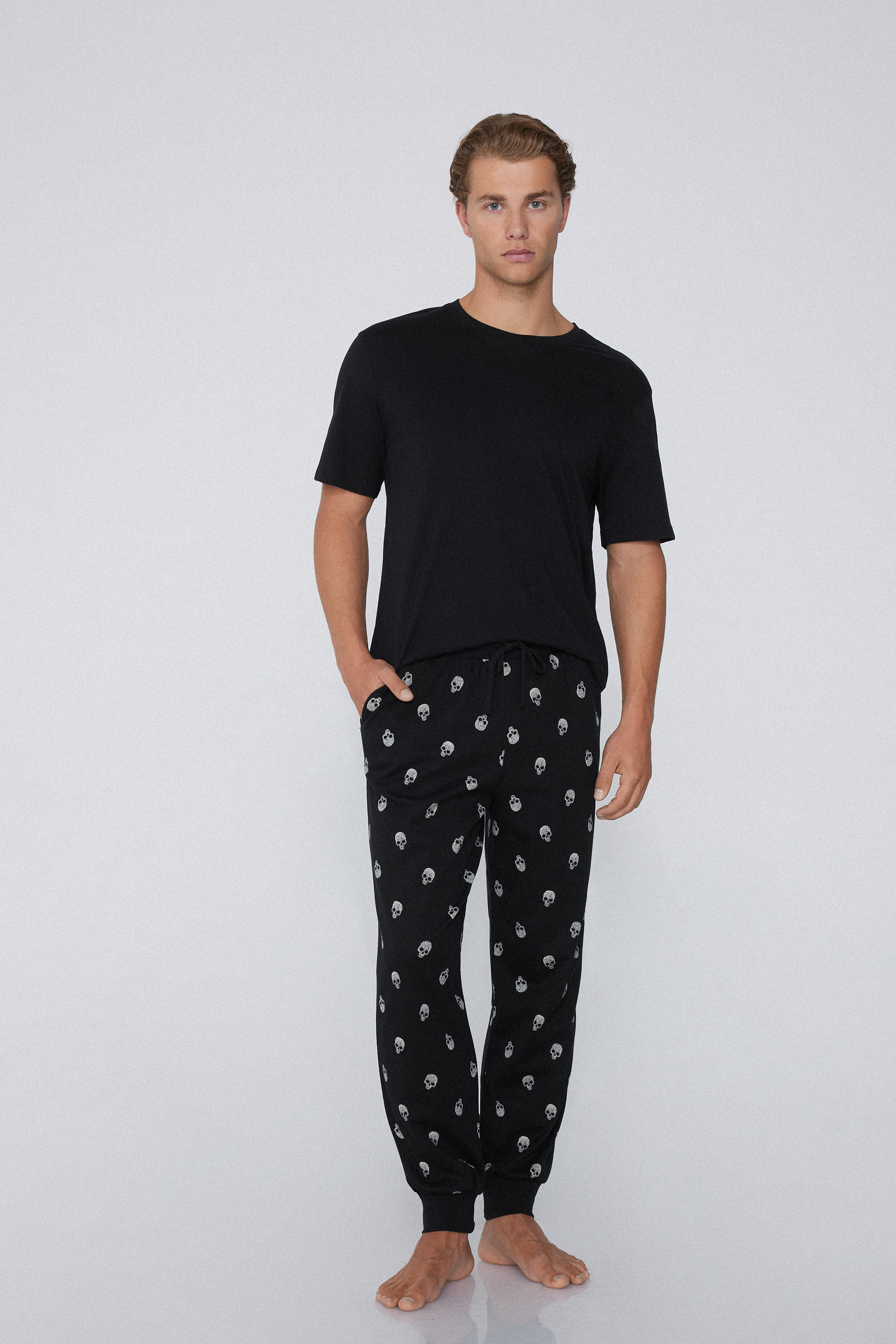 Printed Heavy Cotton Jogger Pants with Pockets