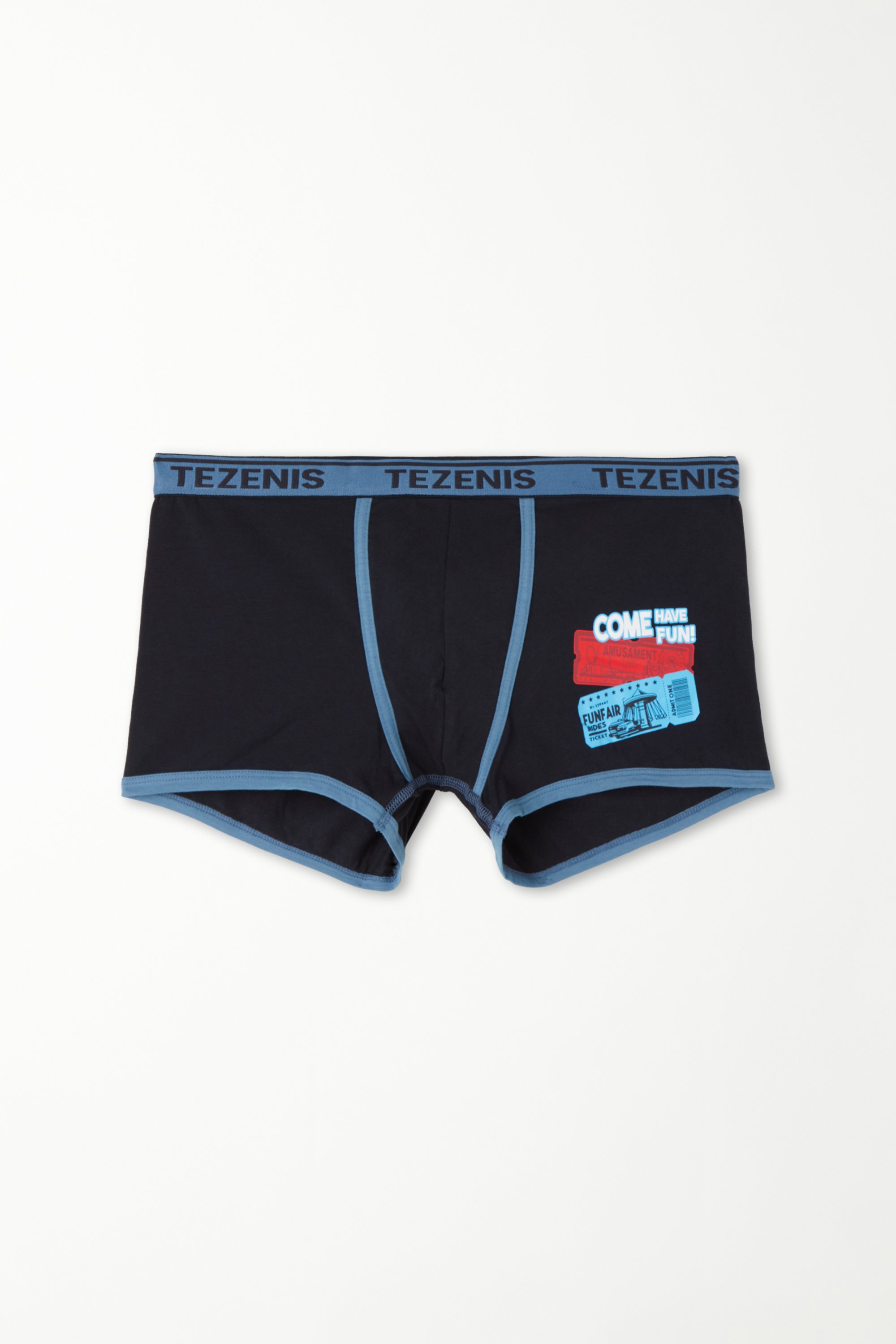 Printed Cotton Boxers with Contrasting Trim and Logo
