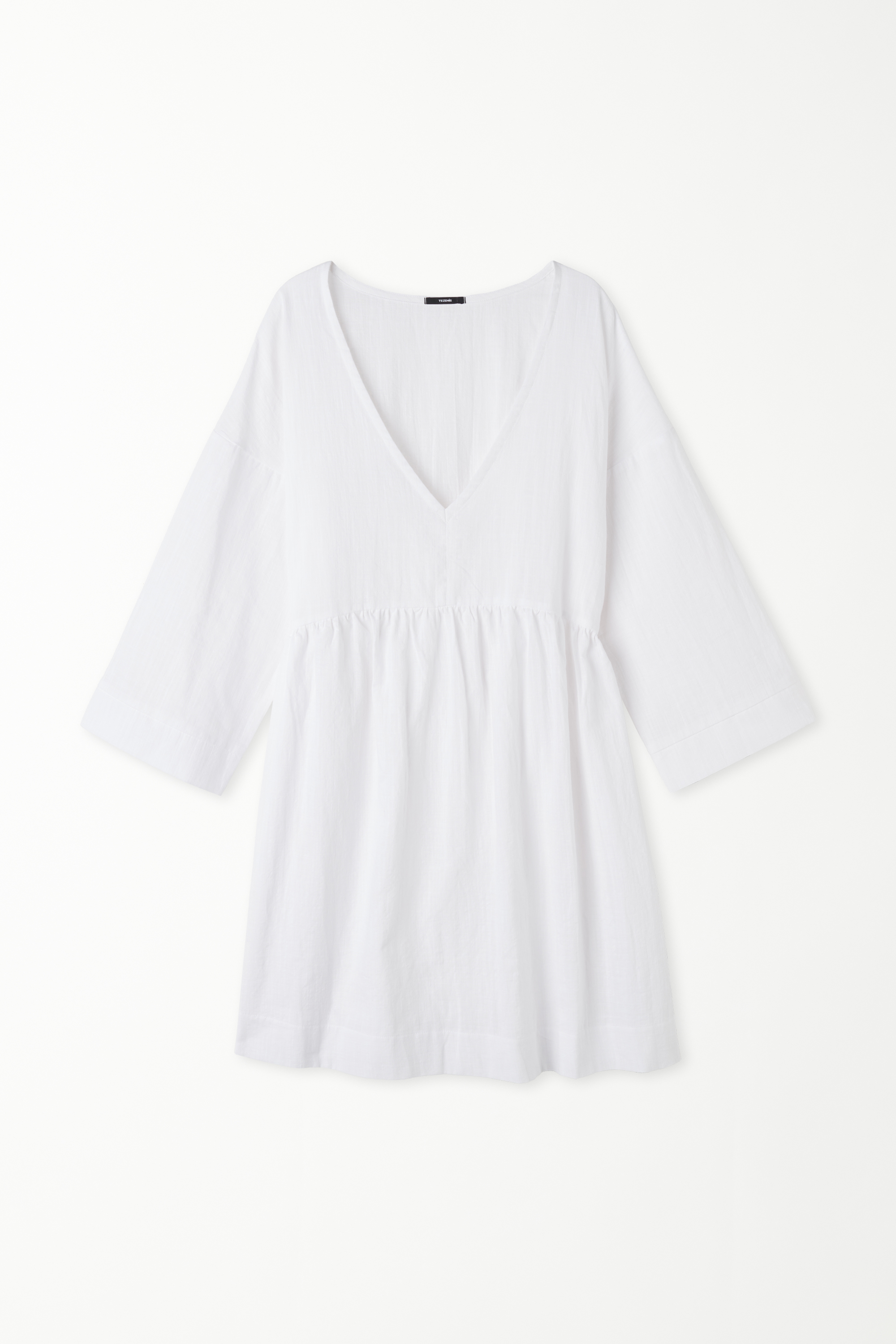 Loose Fit 3/4 Sleeve Mini Dress in 100% Super Light Cotton