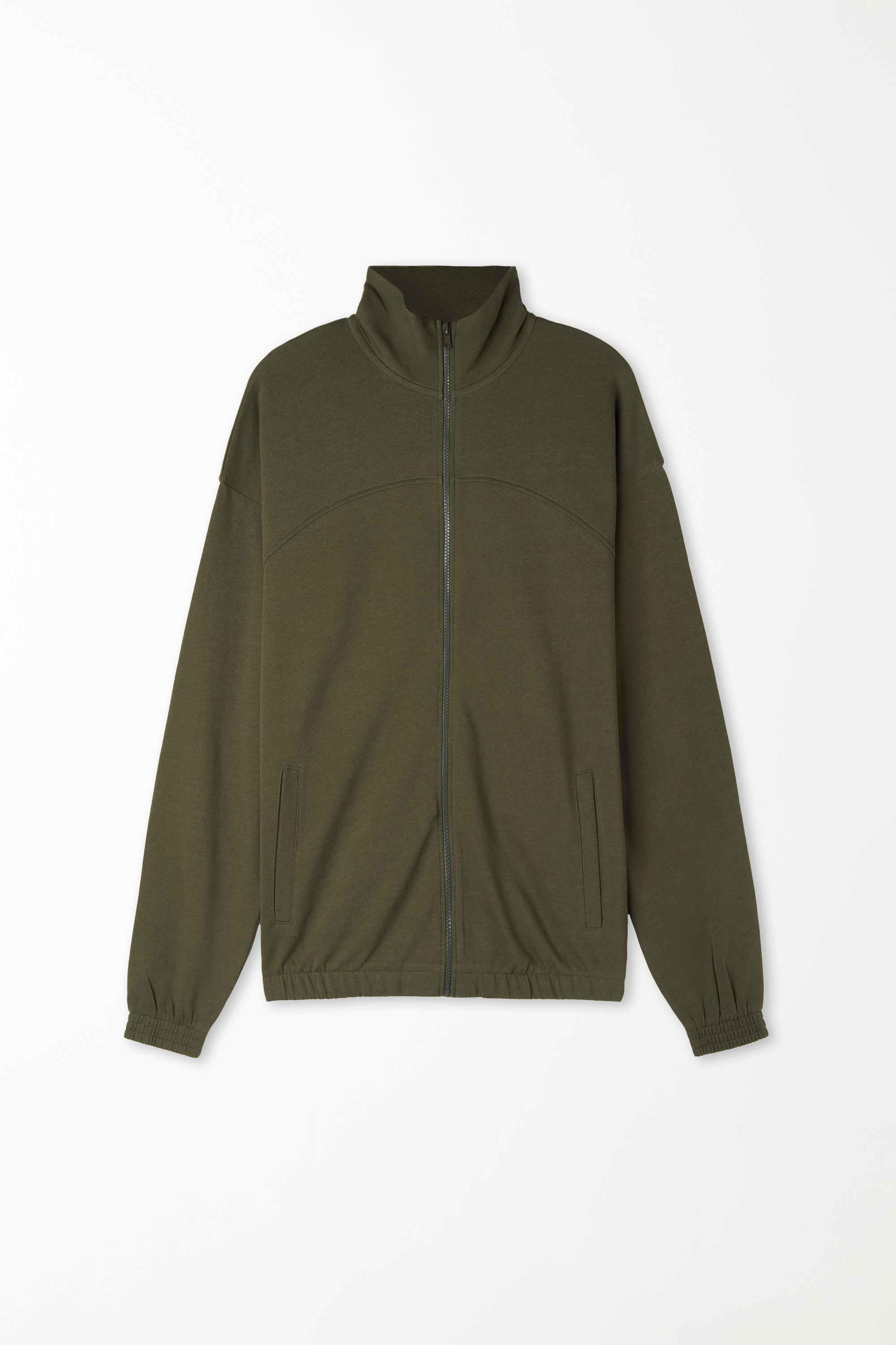 Basic Long Sleeve Pocket Zip Sweatshirt