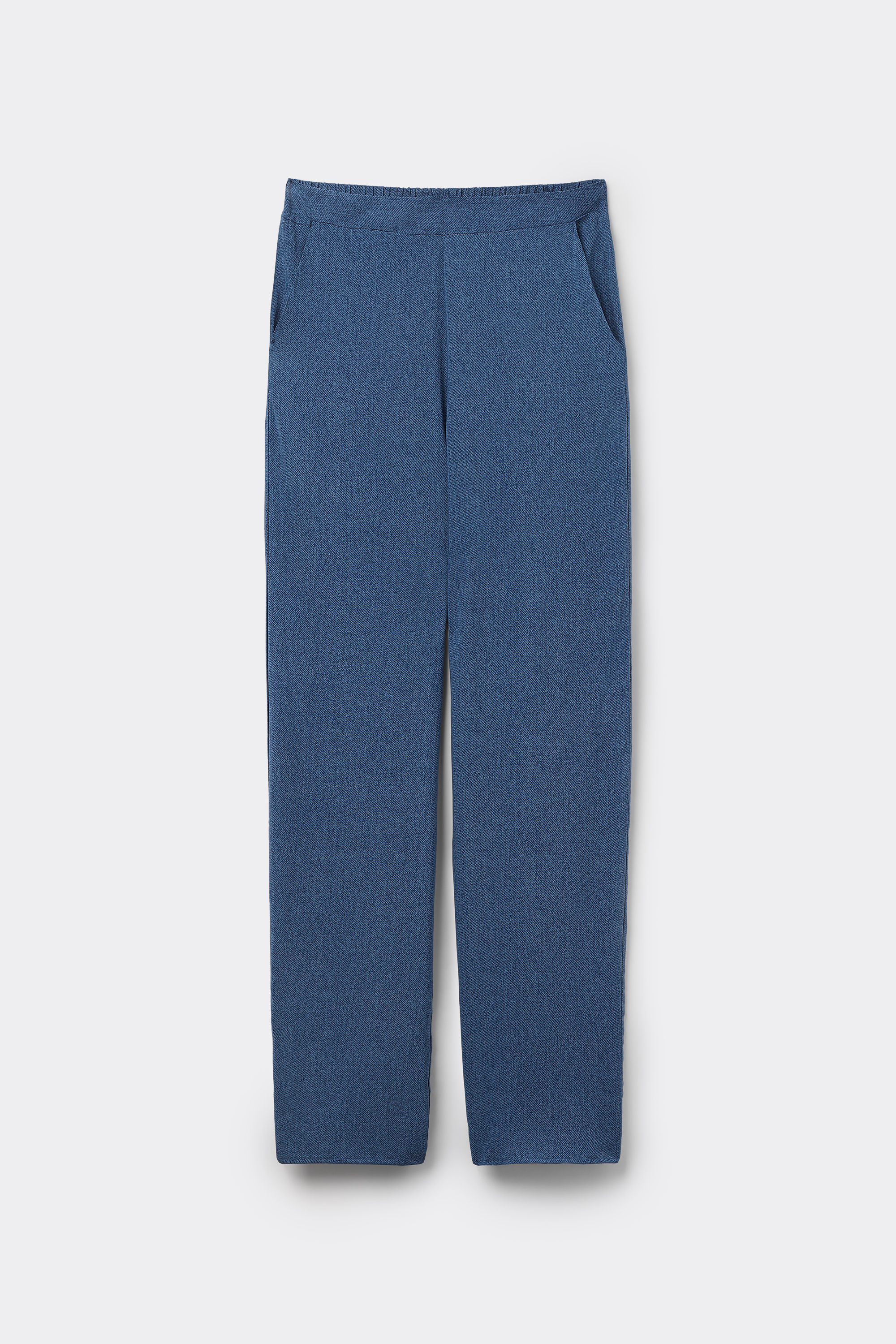 Straight Leg Viscose Fabric Full Leg Pants