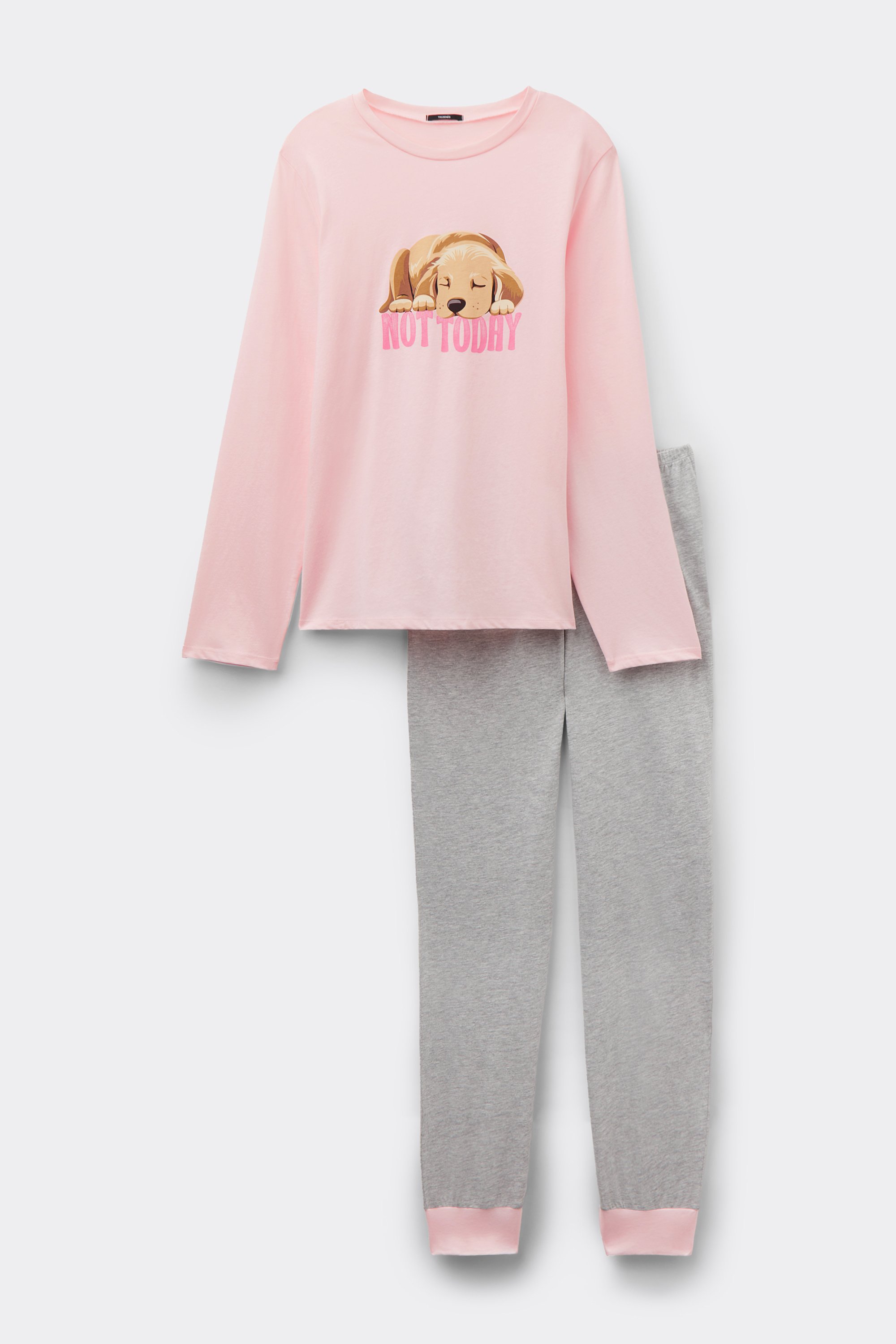 Pigiama Lungo in Cotone Stampa "Not Today"