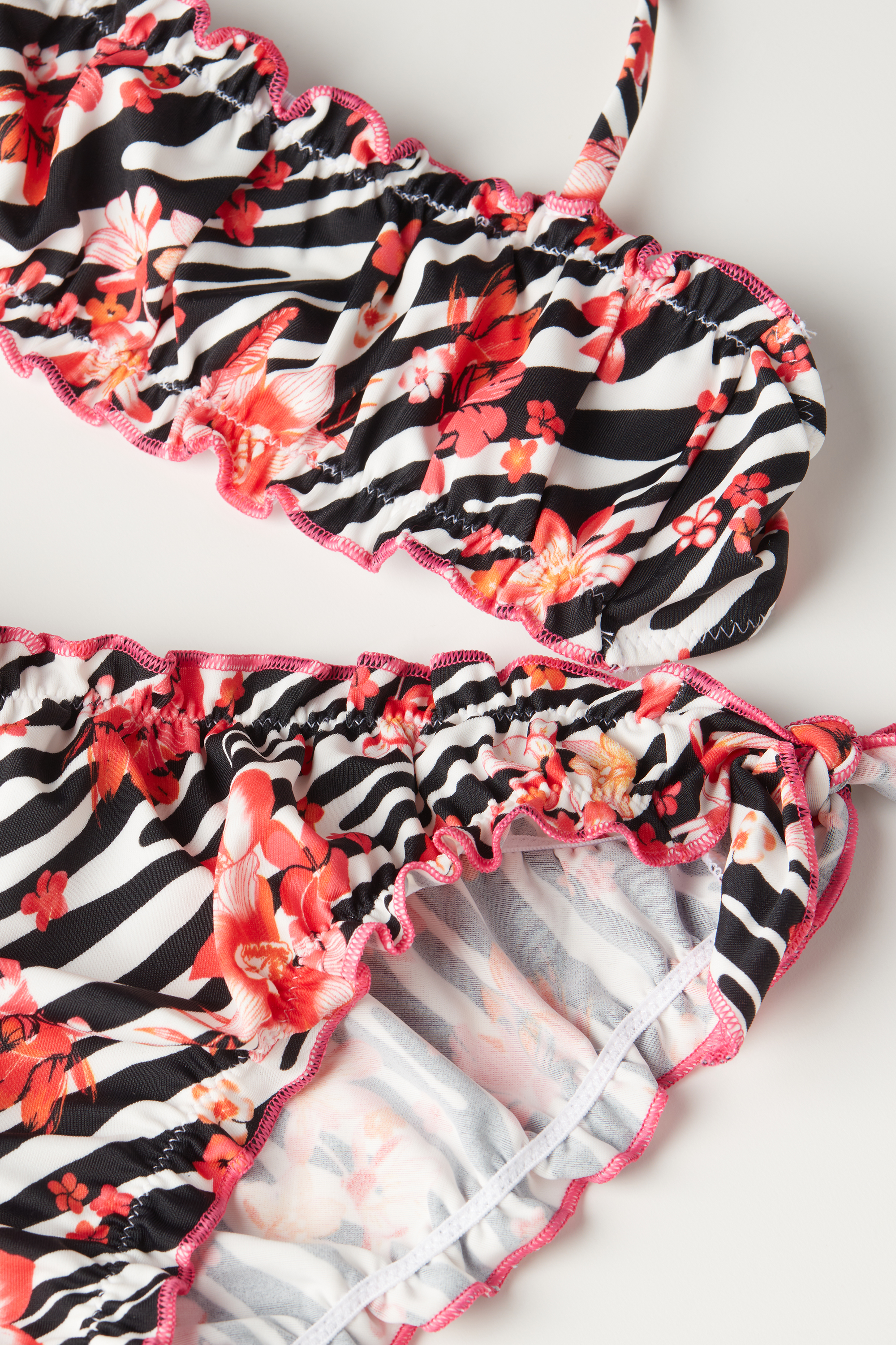 Girls’ Zebra Flowers Bandeau Bikini