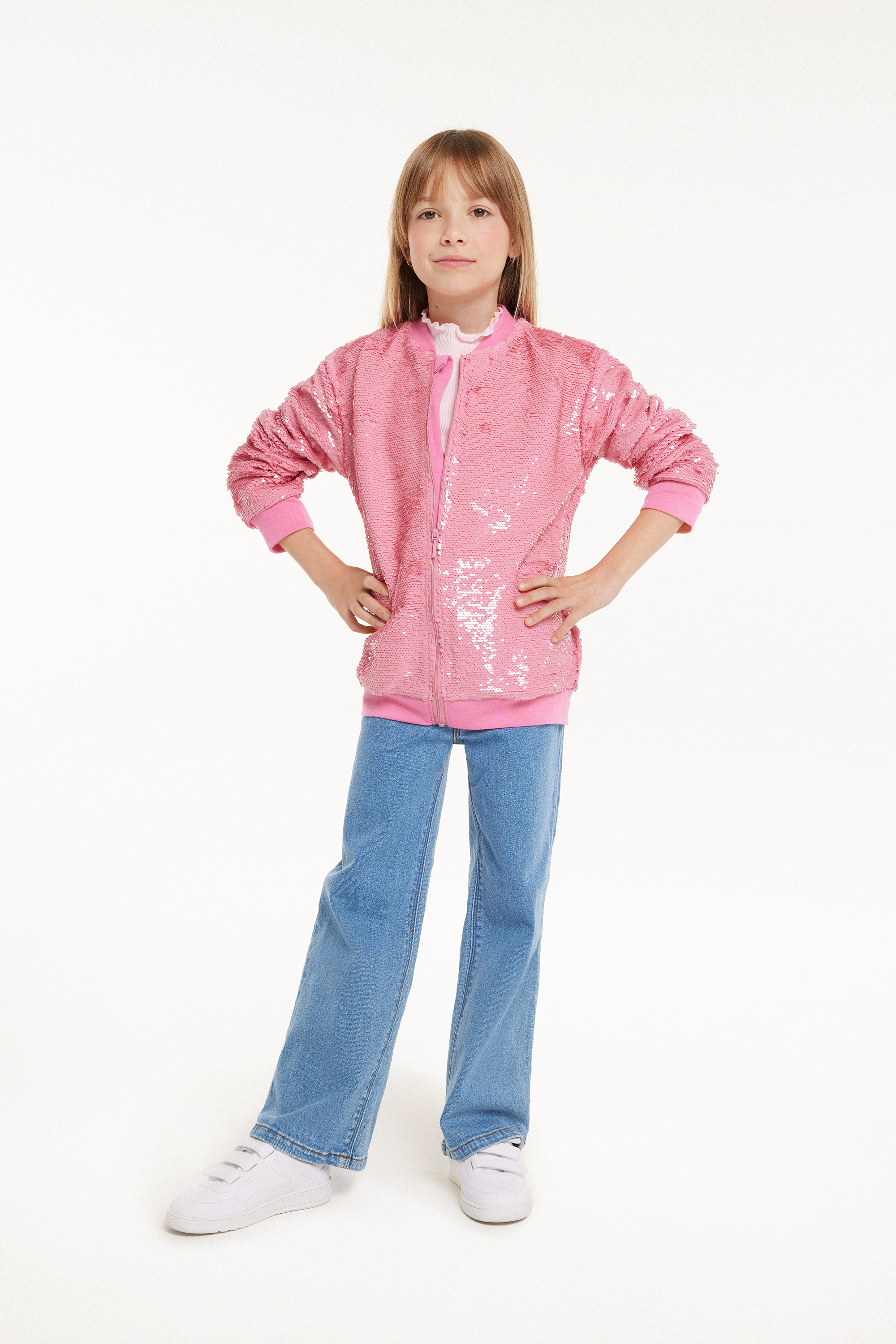 Girls’ Sequinned Bomber Jacket