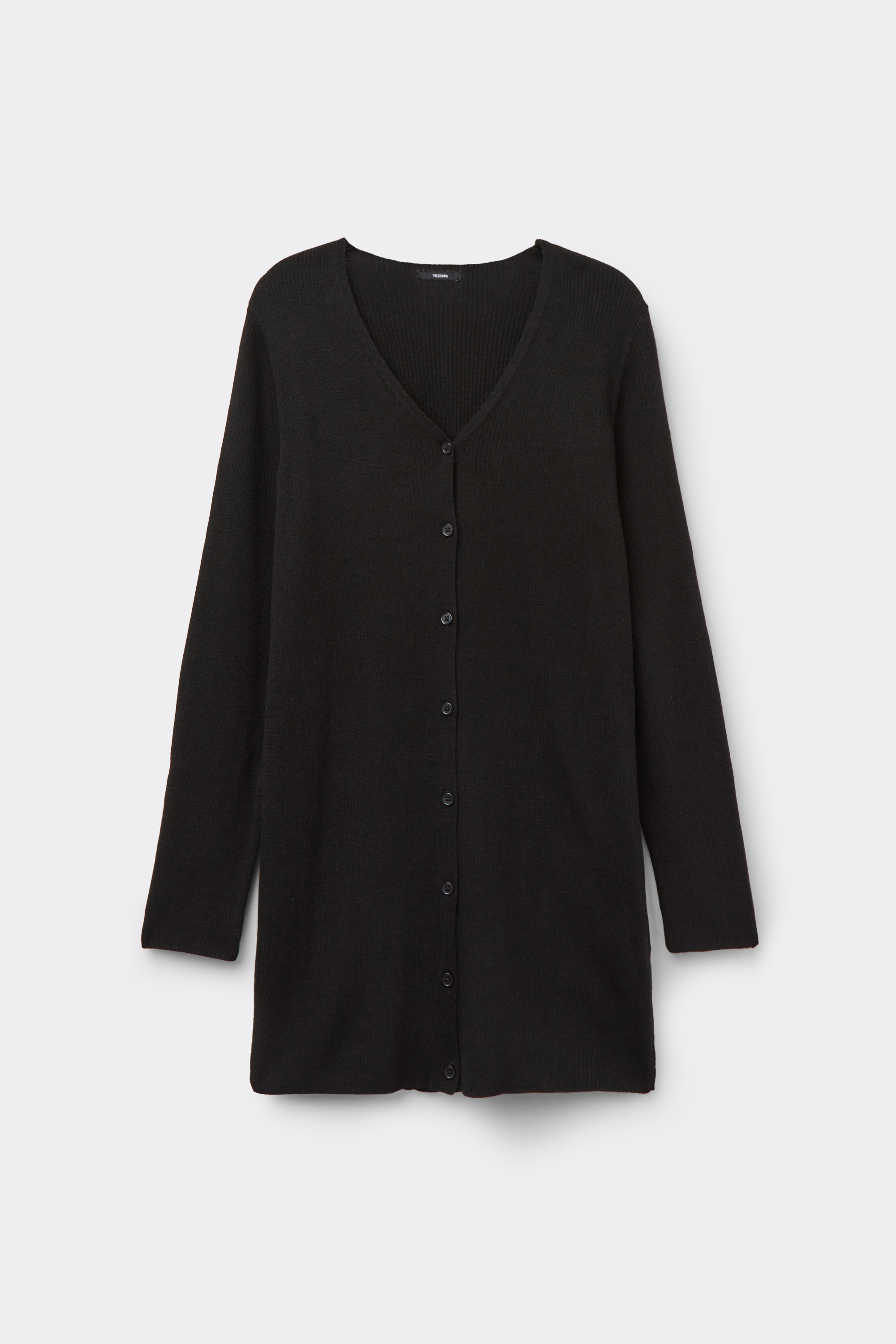 Cardigan Lungo Pesante Costine Scollo V con Lana
