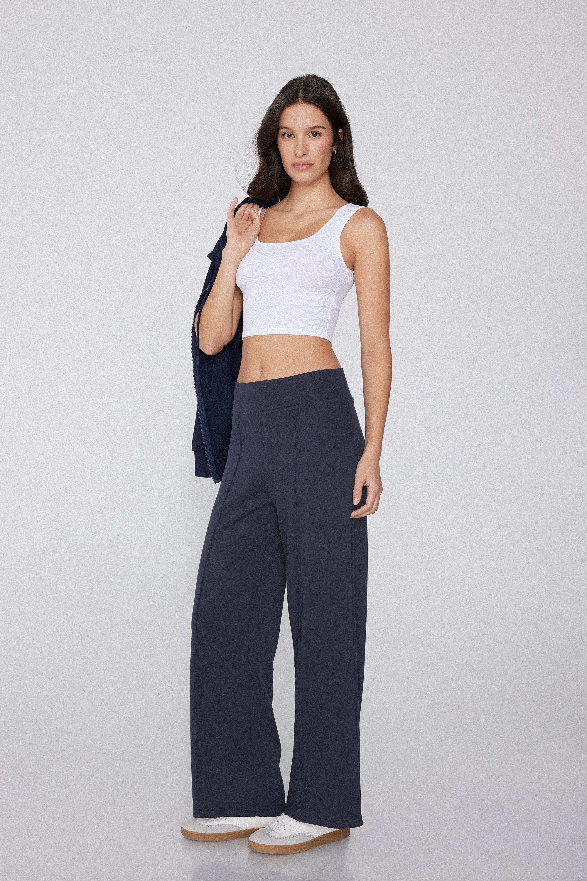 Pantalón Palazzo de Felpa Gruesa Soft Touch