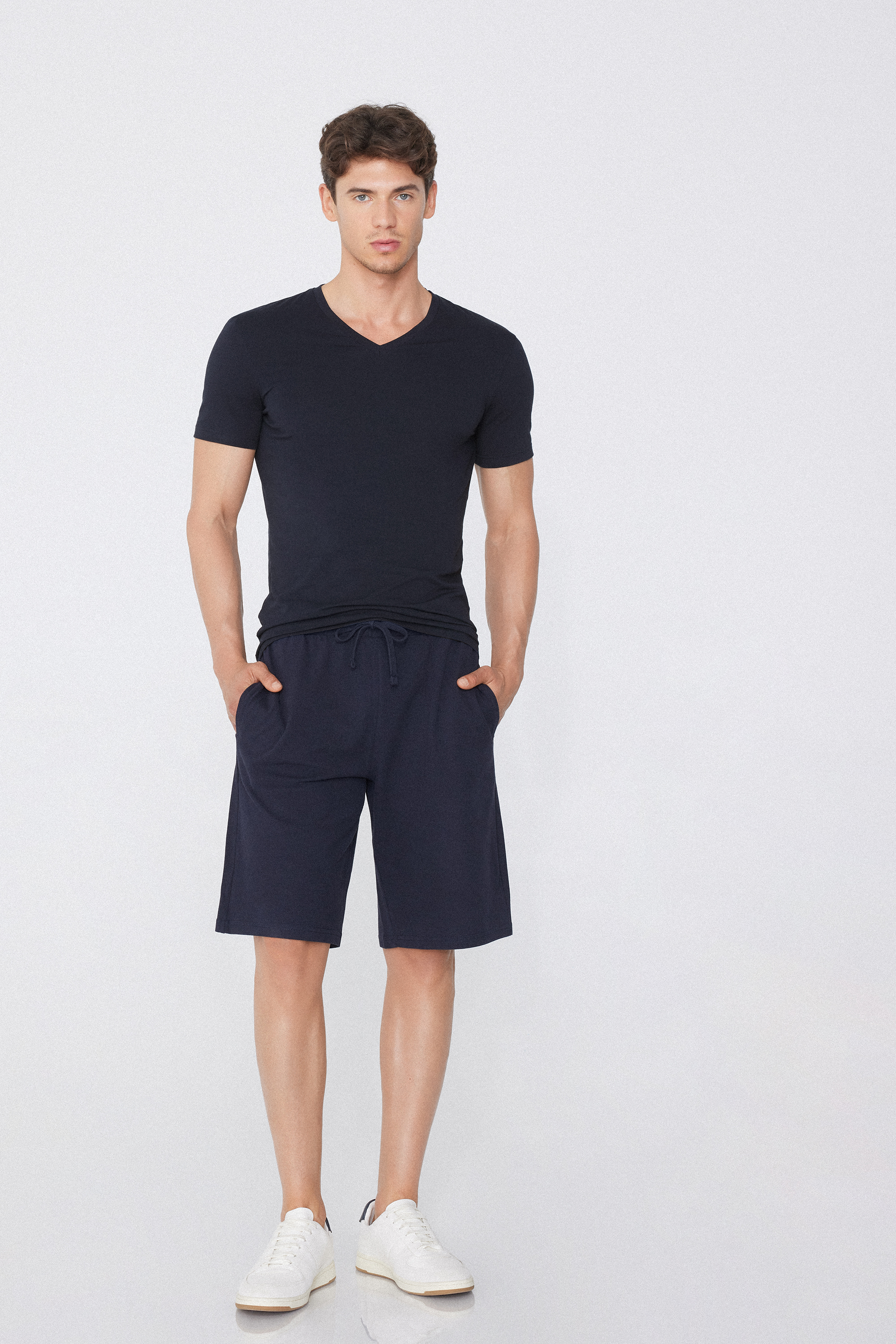 Stretch Cotton V-Neck T-Shirt