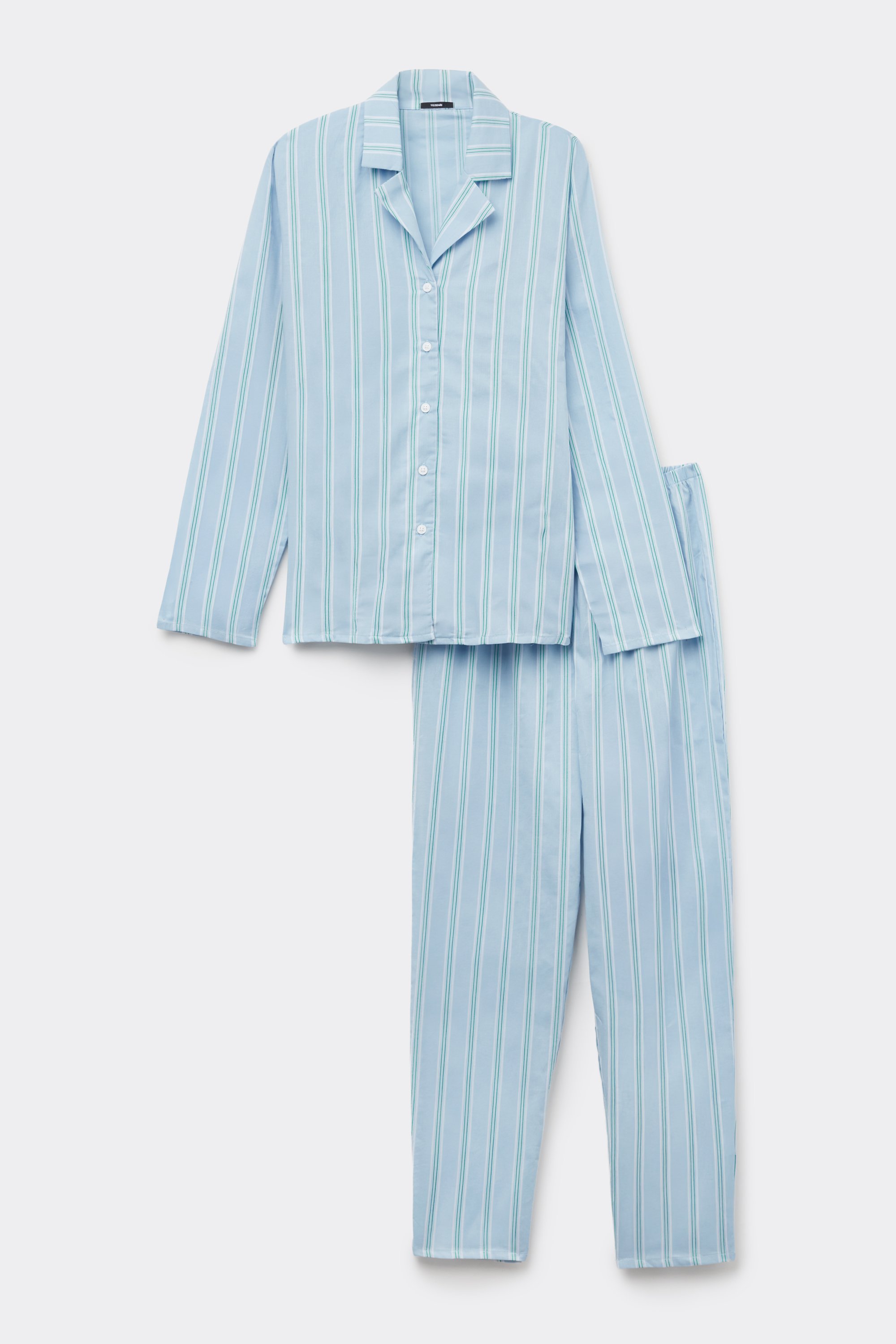 Pigiama Lungo Aperto in Tela Cotone