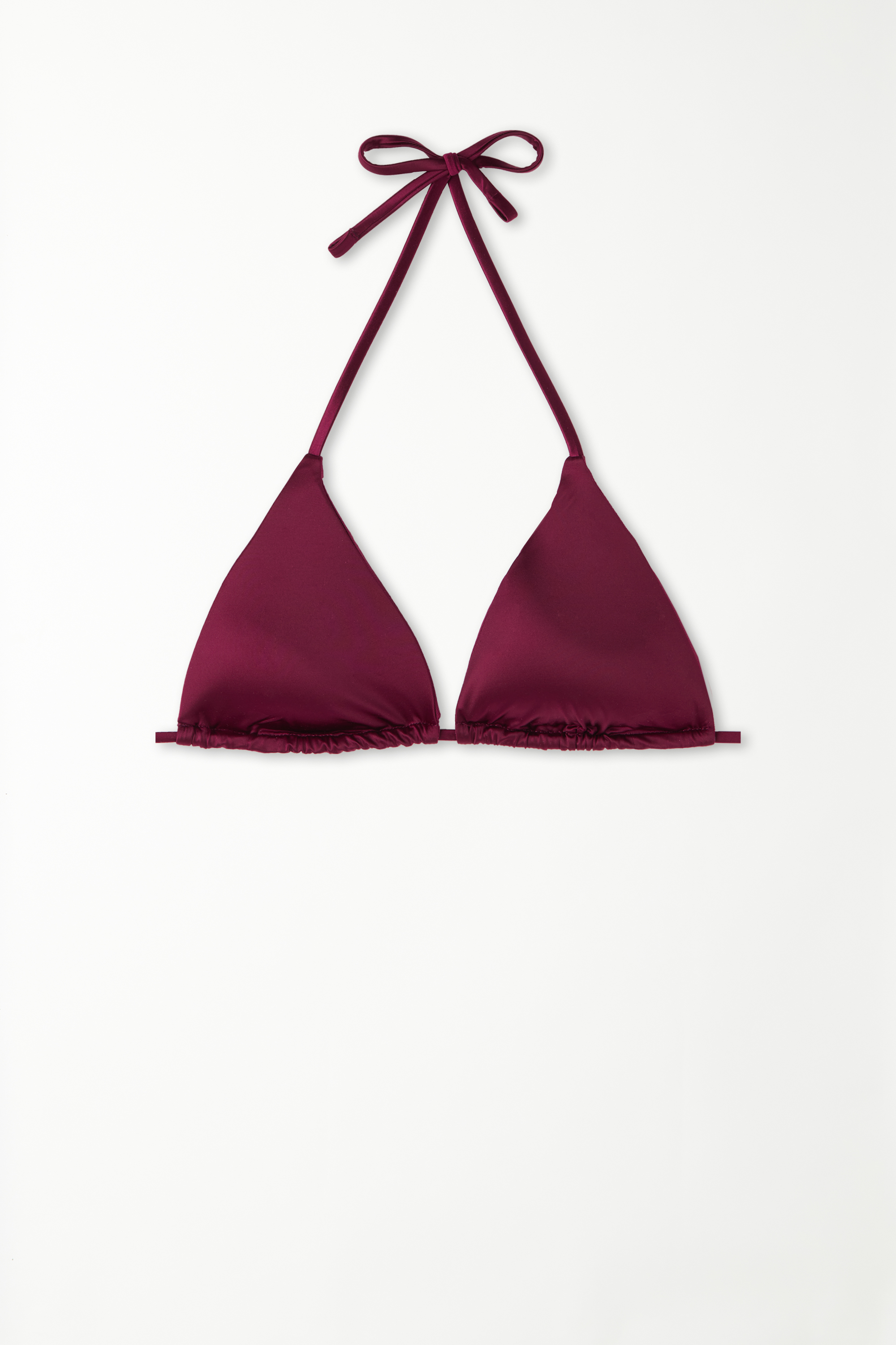 Shiny Burgundy Triangle Bikini Top with Removable Cups