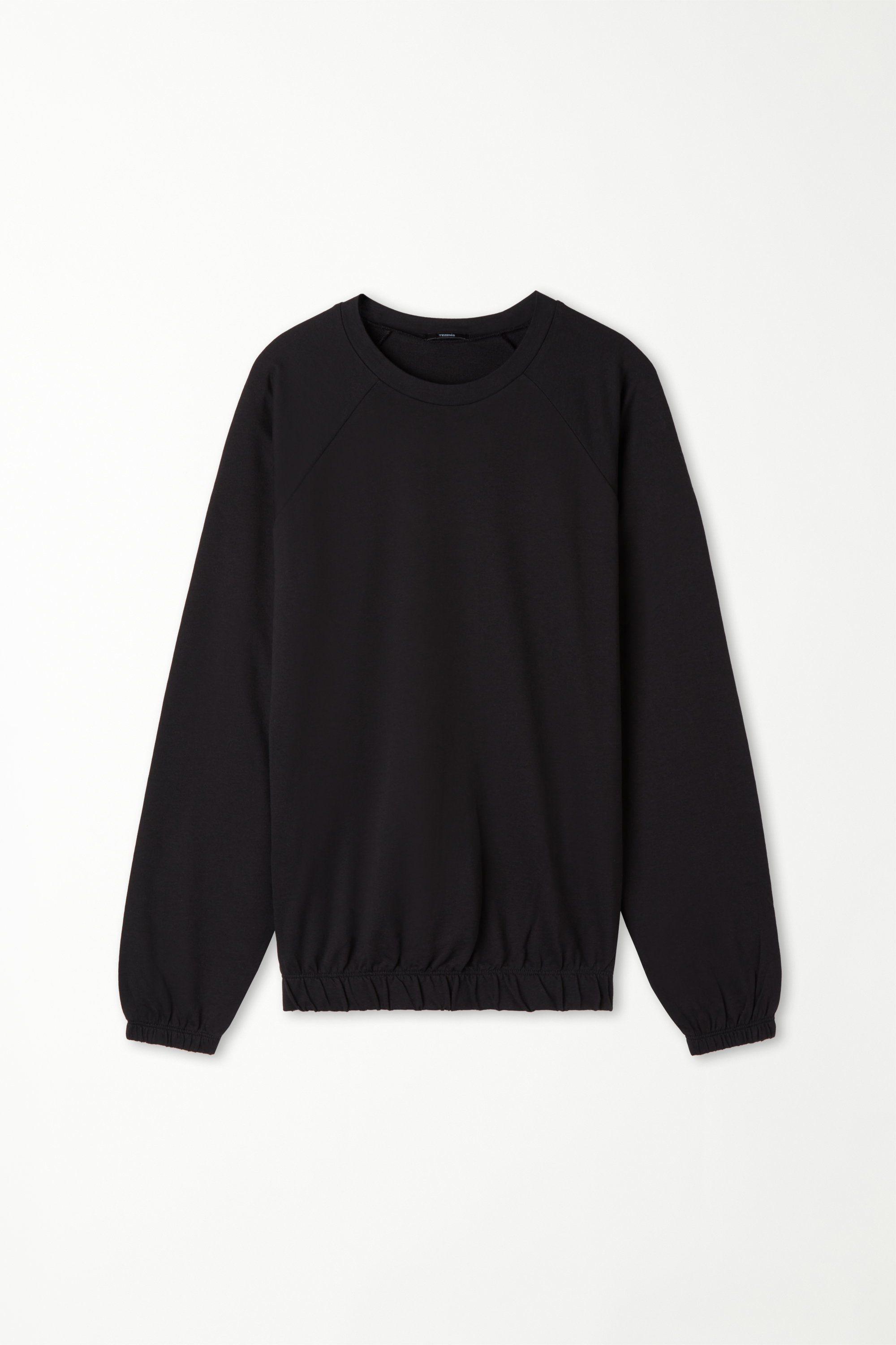 Long-Sleeved Rounded Neck Top with Cuffs