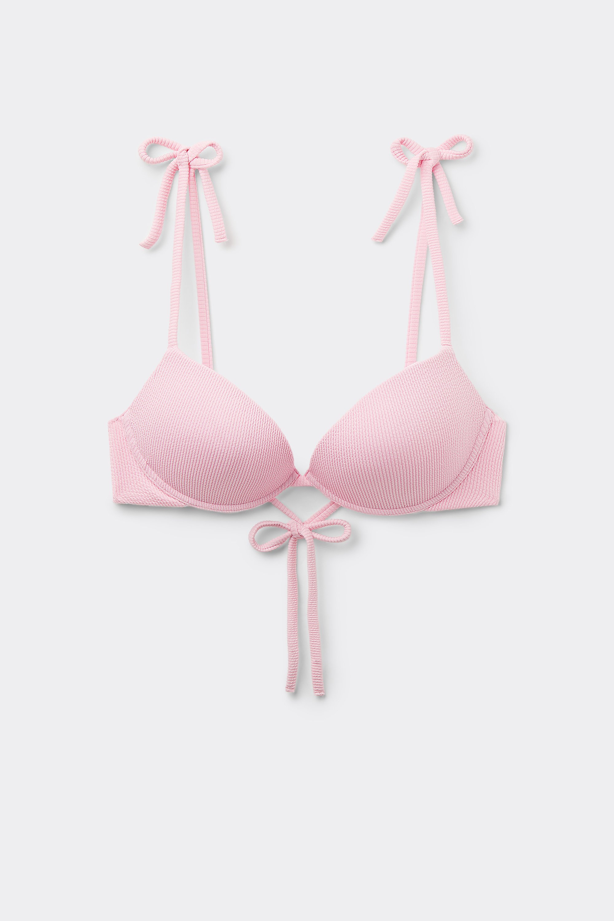 Gepolstertes Push-up-Bikinioberteil Rib Micro recycelt