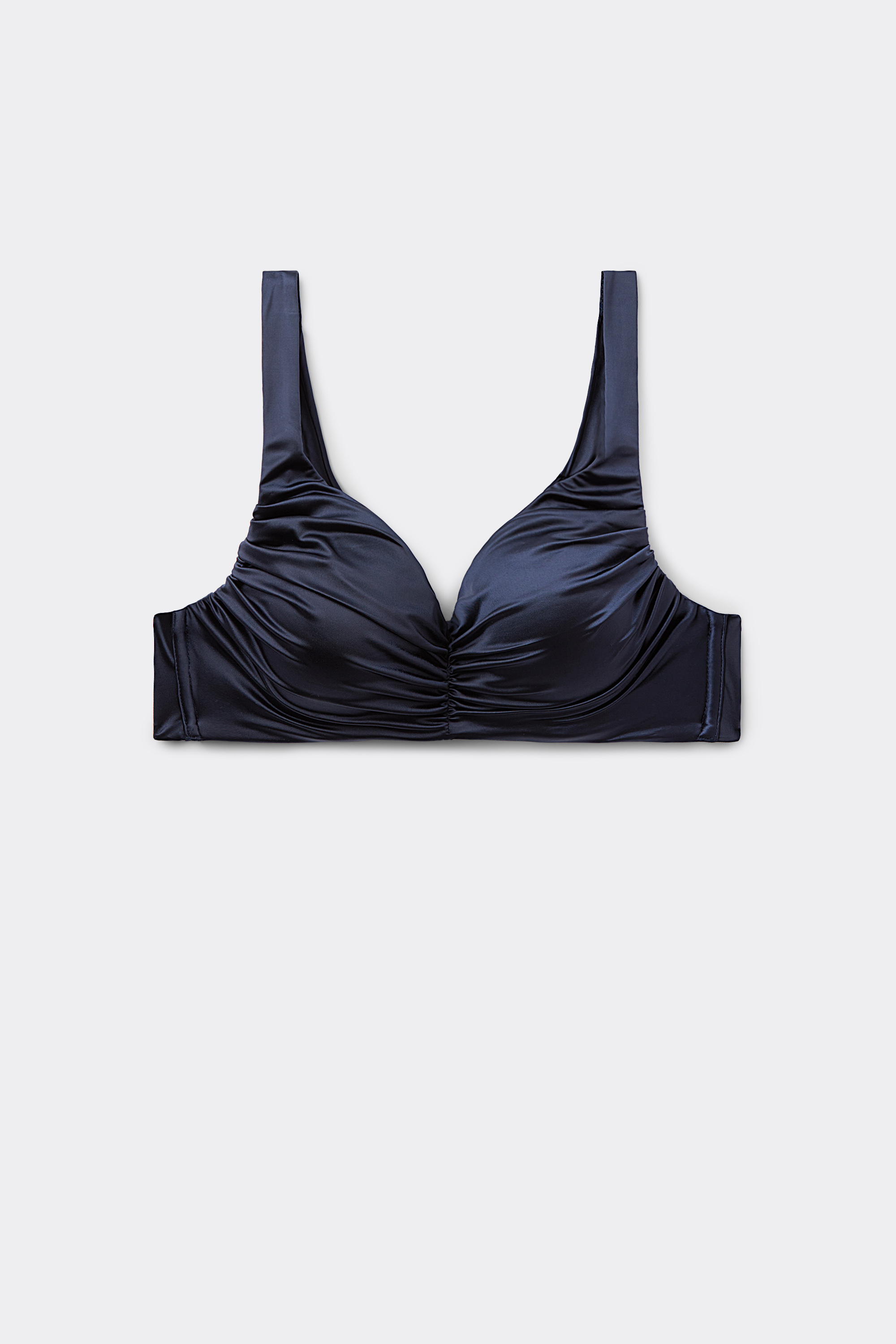 Shiny Navy Blue Padded Balconette Bikini Top