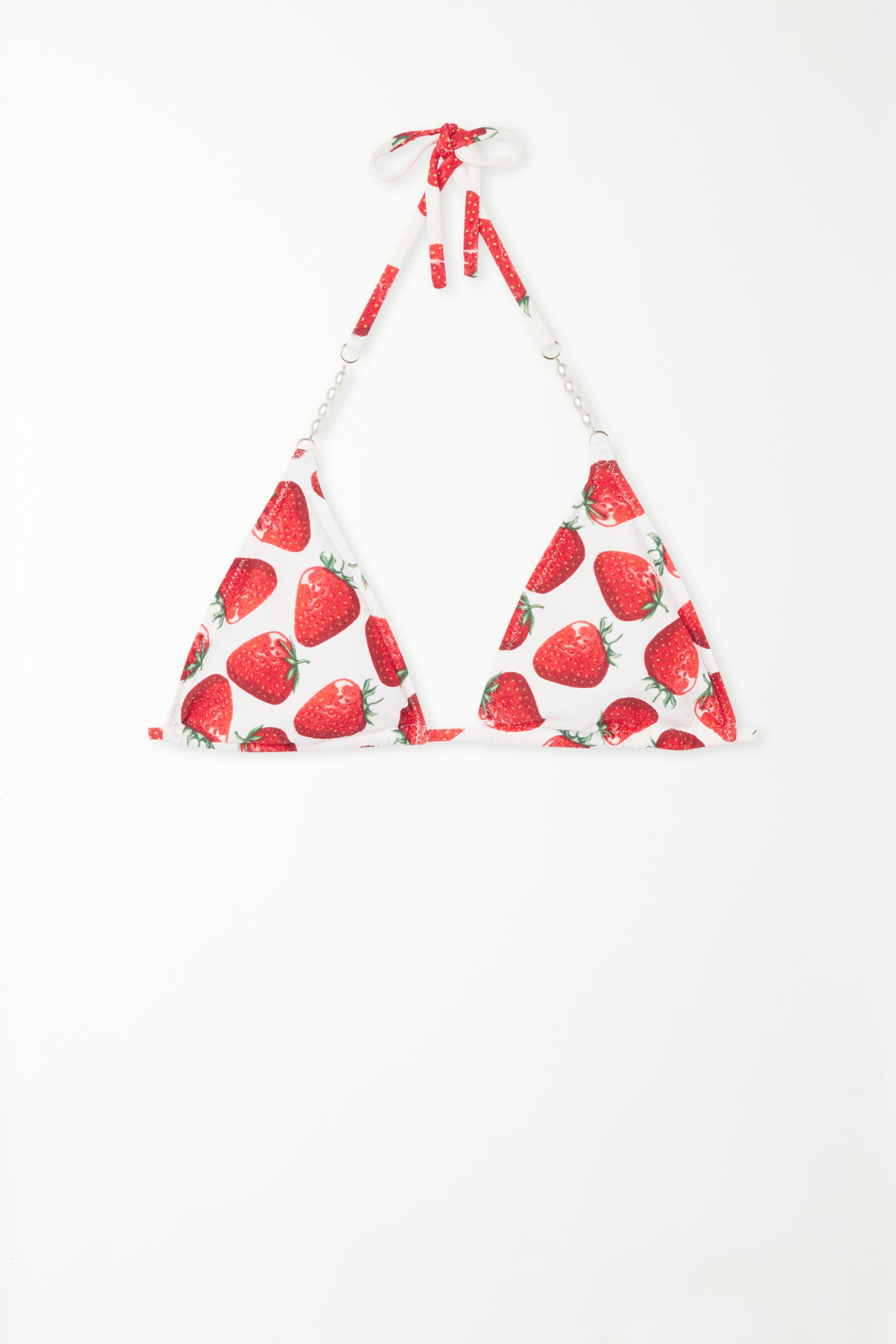 Pretty Strawberry Triangle Bikini Top with Removable Cups