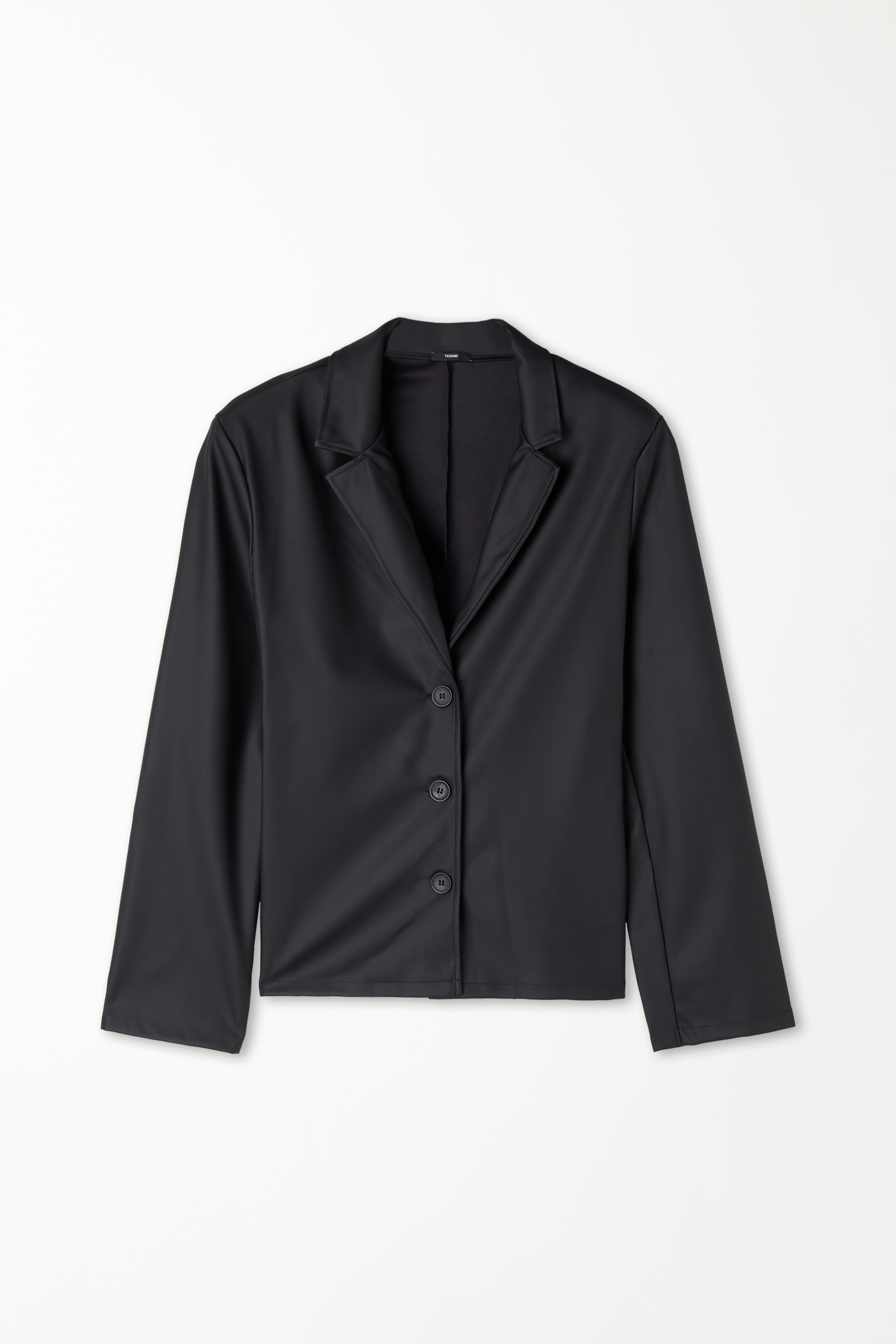 Opaque Coated-Effect Blazer Jacket