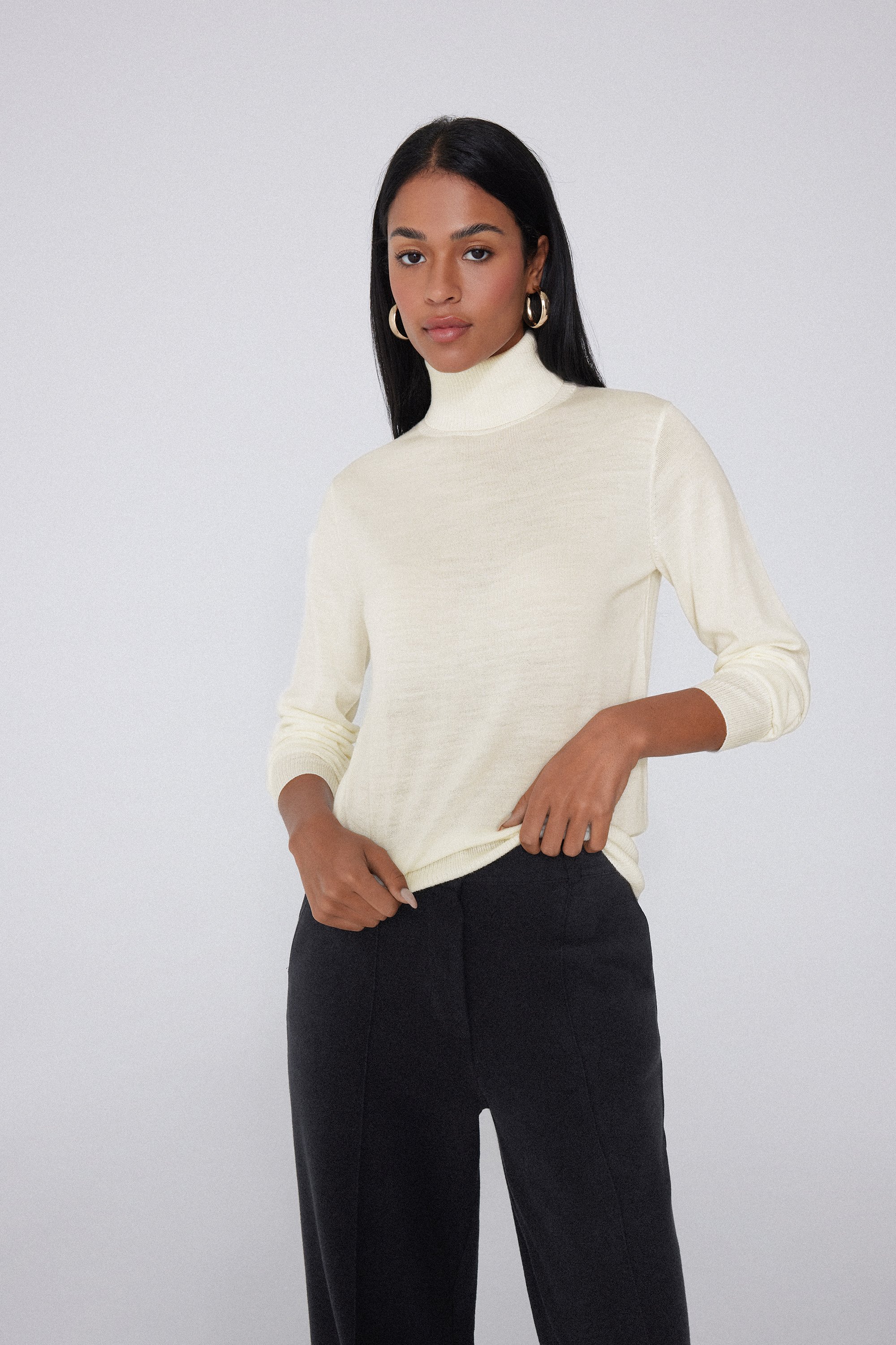 100% Merino Wool Thick Polo Neck Jumper