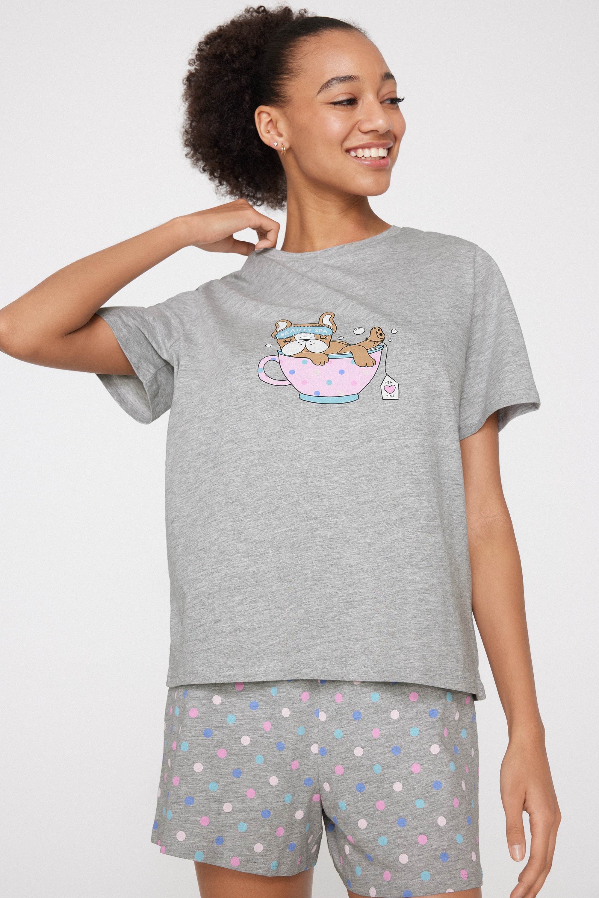 Pijama Corto Algod&oacute;n Estampado Beauty