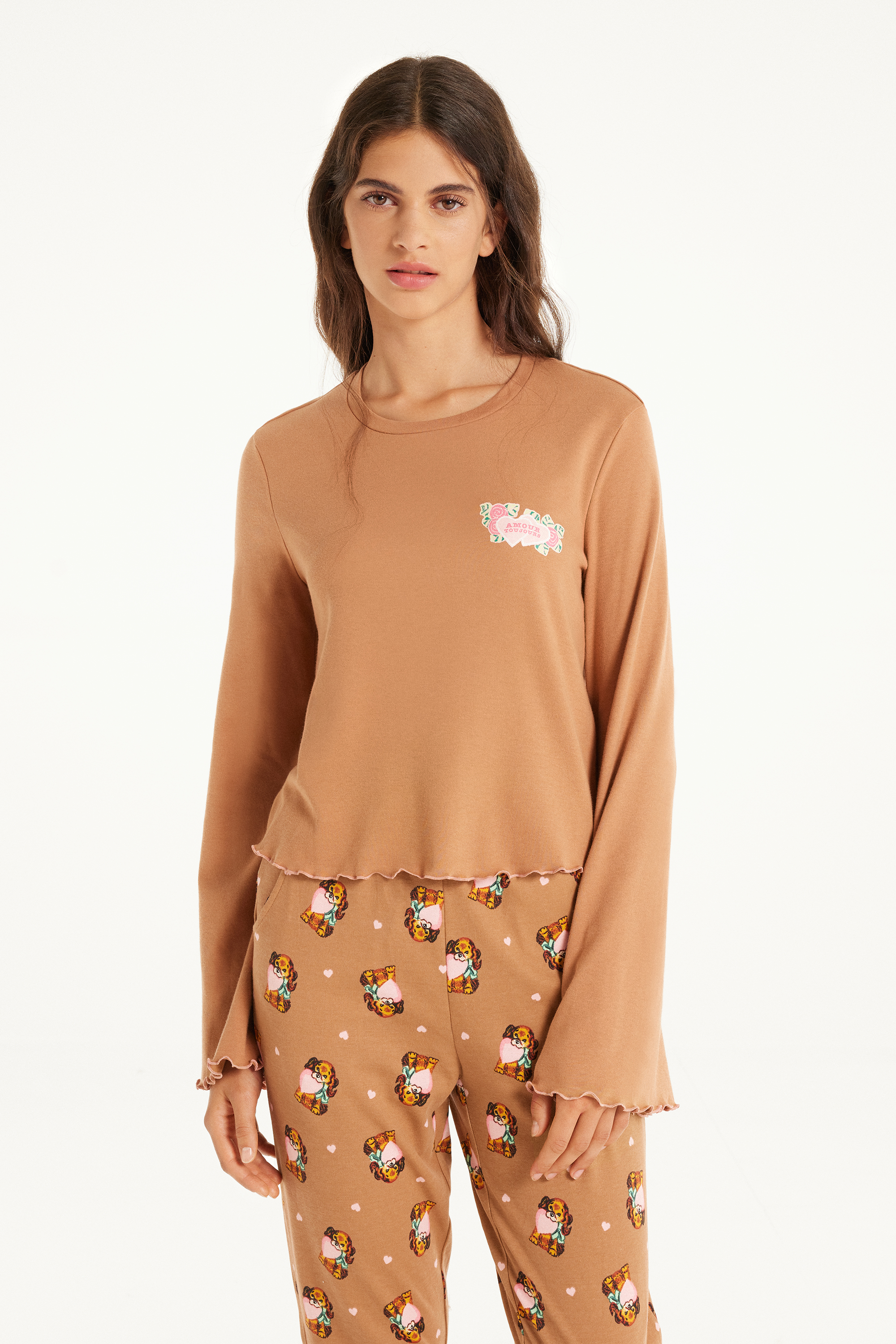 Long Sleeve Top with Rolled Hem