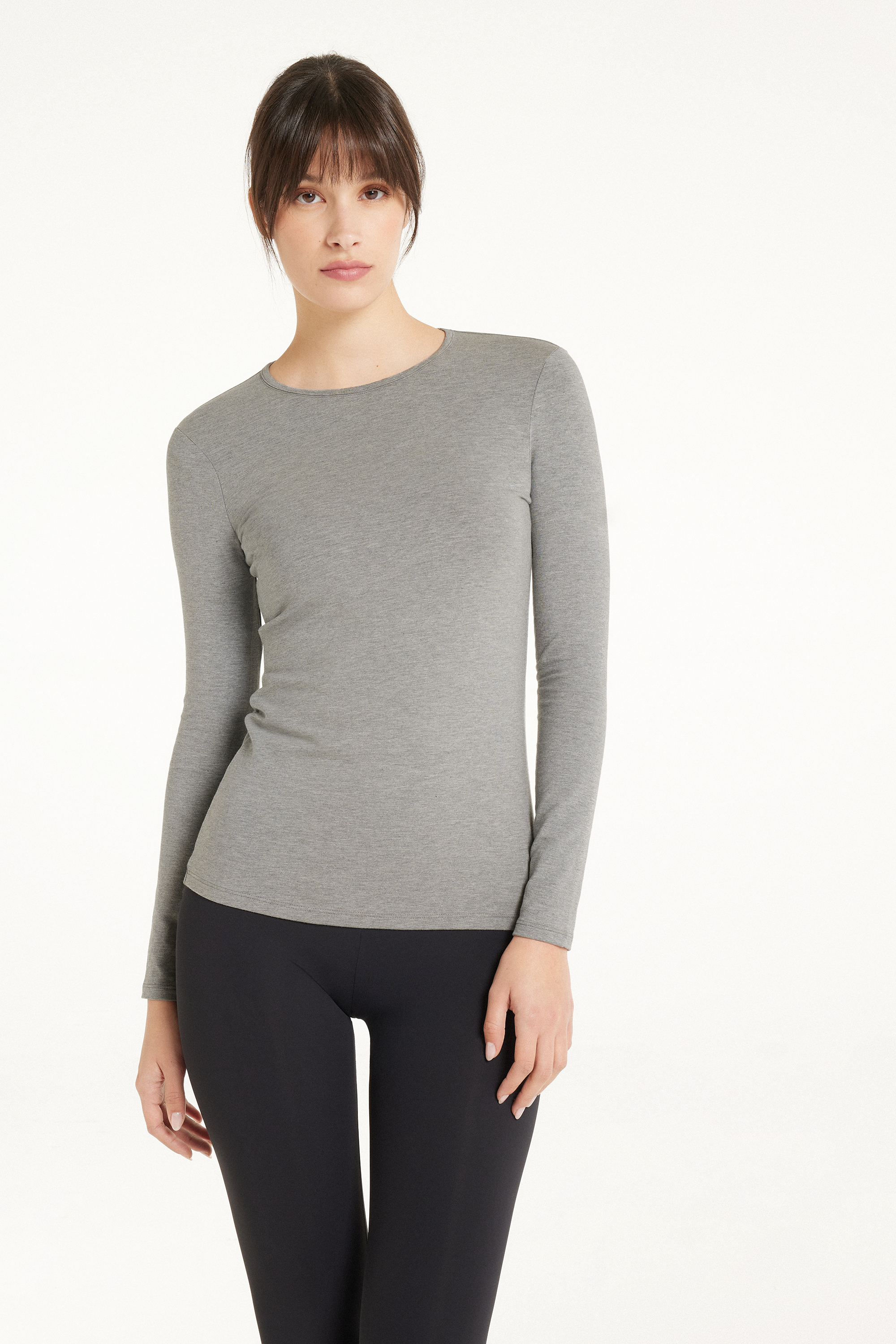 Cotton and Thermal Modal Rounded Neck Top