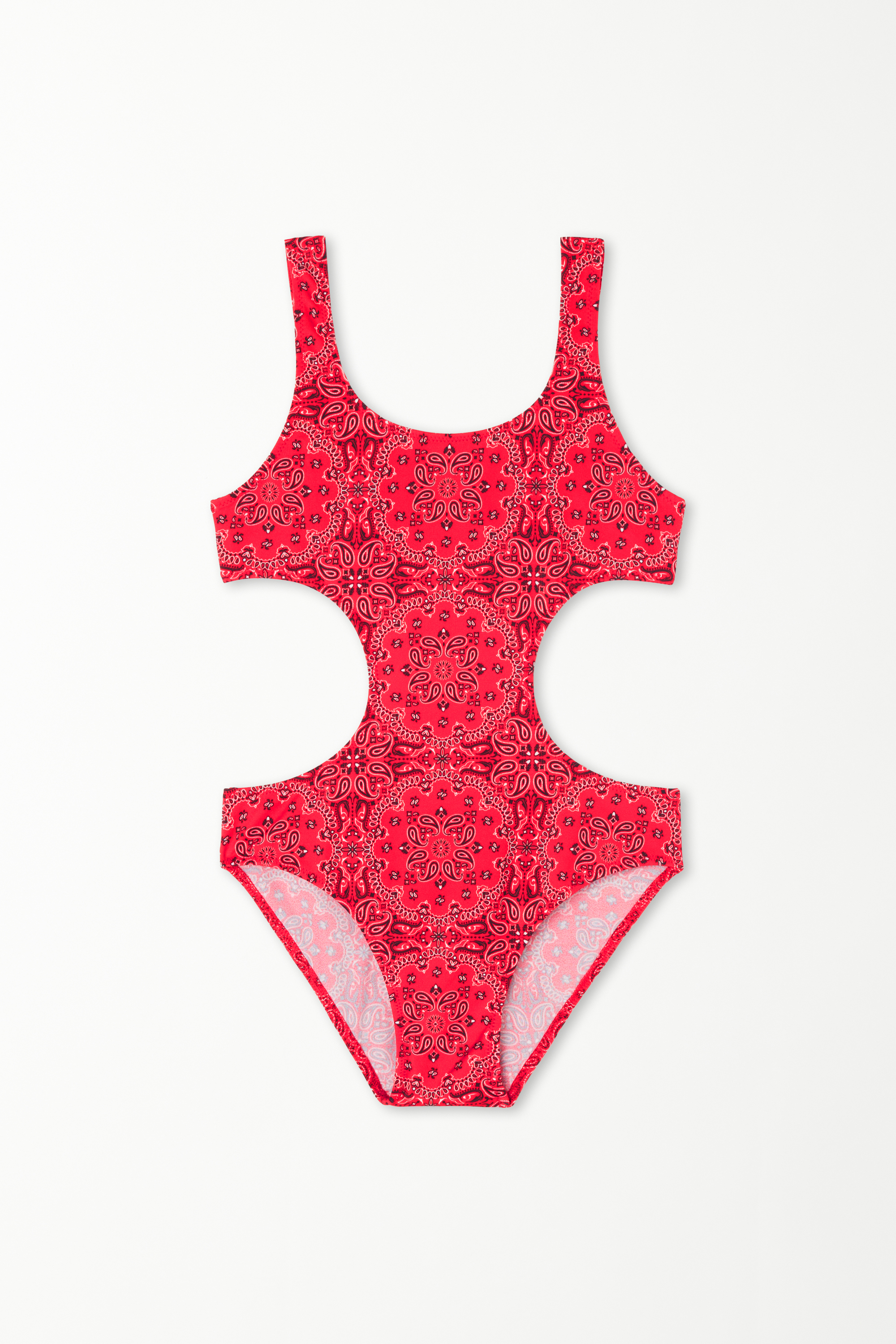 Trikini-Badeanzug in Rot mit Bandanaprint für Mädchen