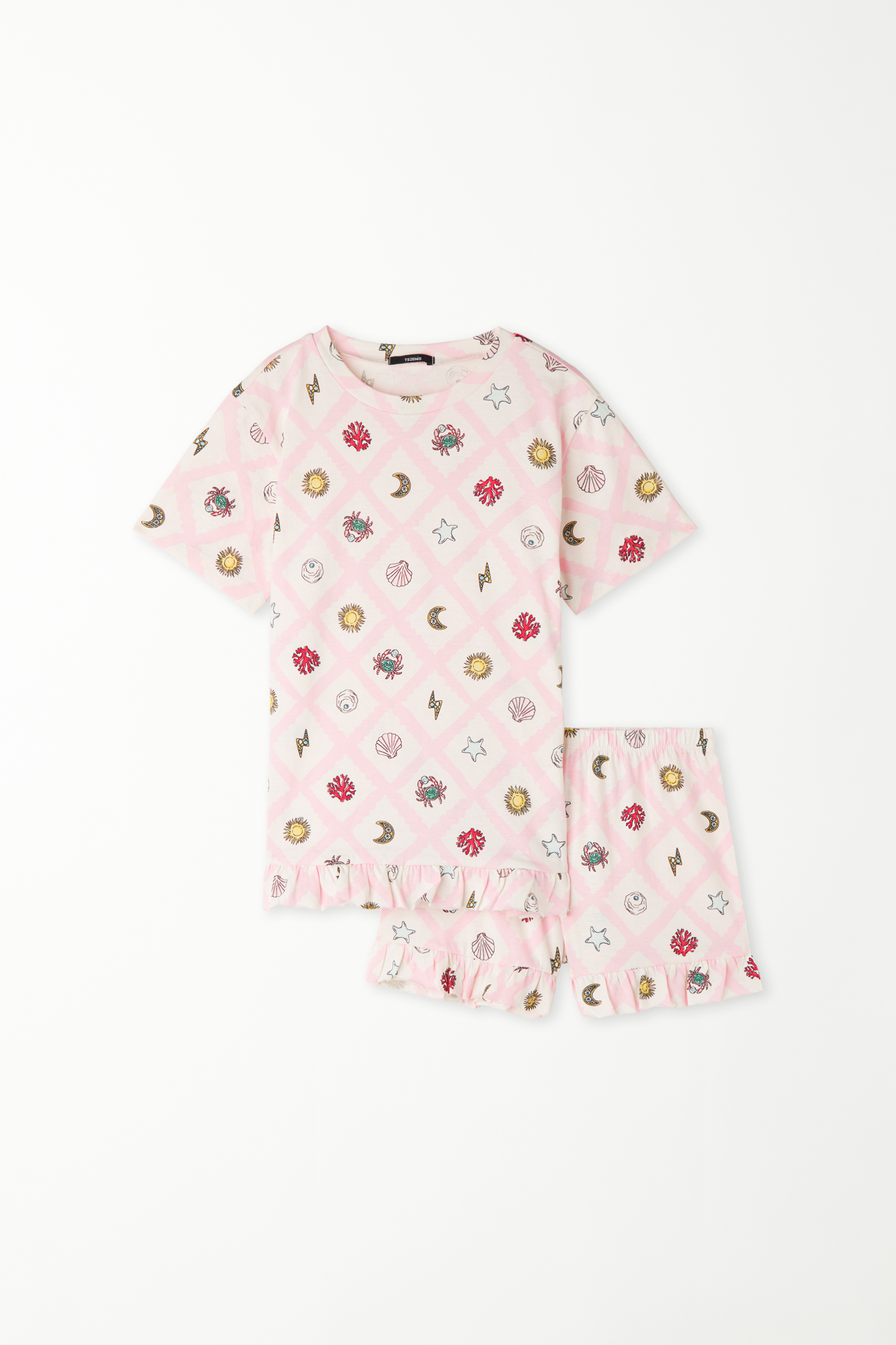 Kurzer Pyjama mit halblangen Ärmeln aus Baumwolle mit Printmuster Sommer für Mädchen