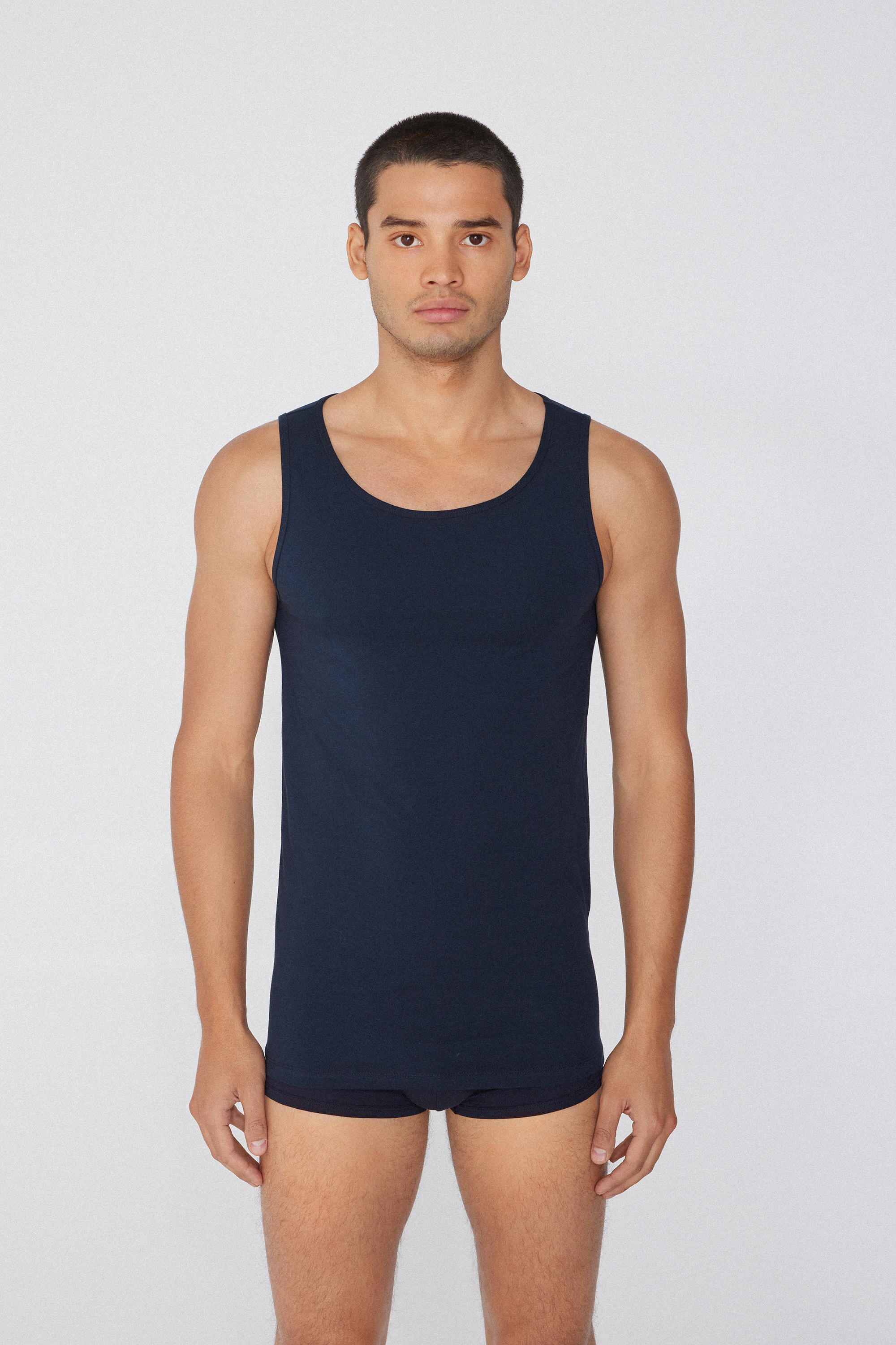 Stretch Cotton Wide-Strap Tank Top