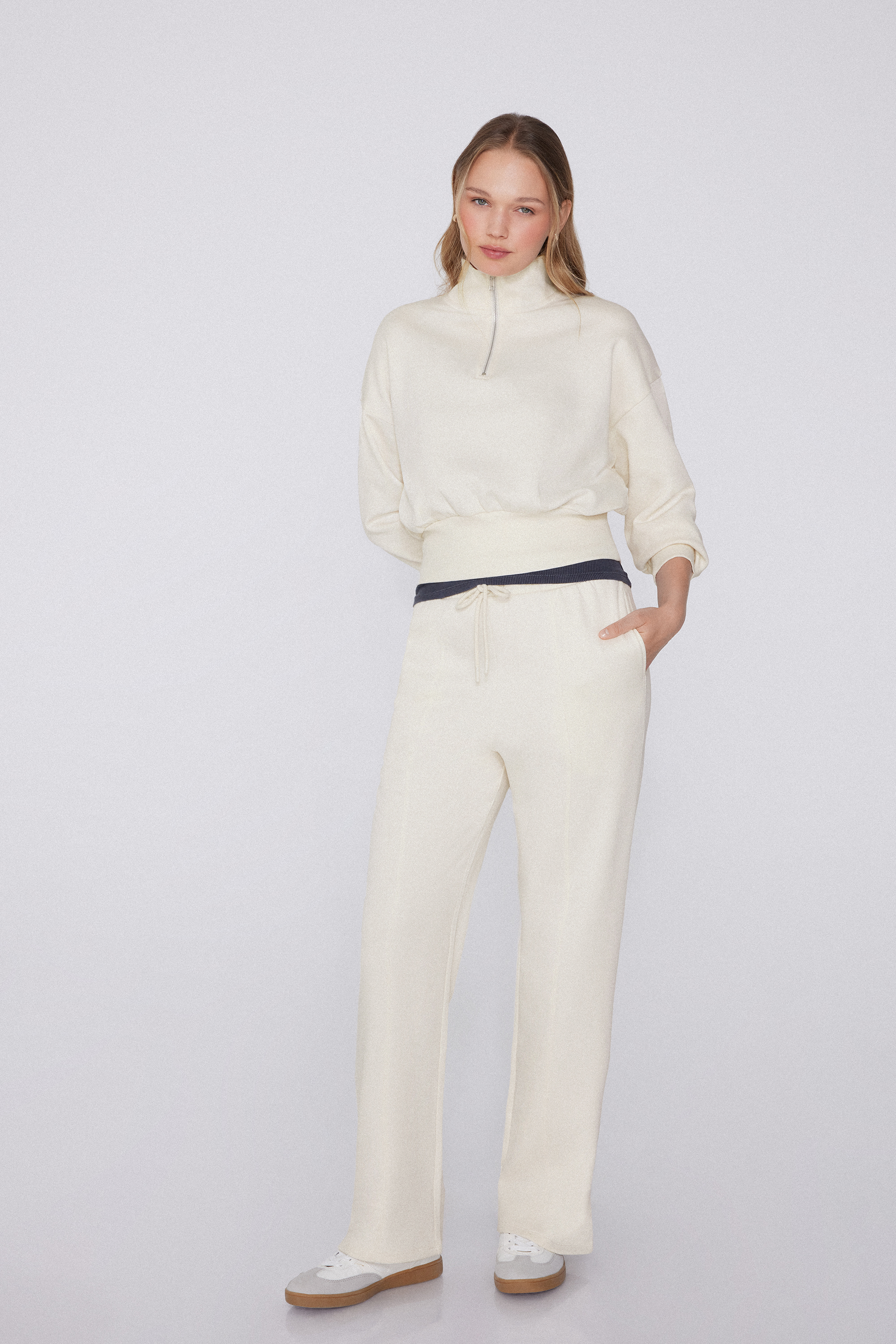 Pantaloni Tuta Palazzo con Cucitura e Coulisse