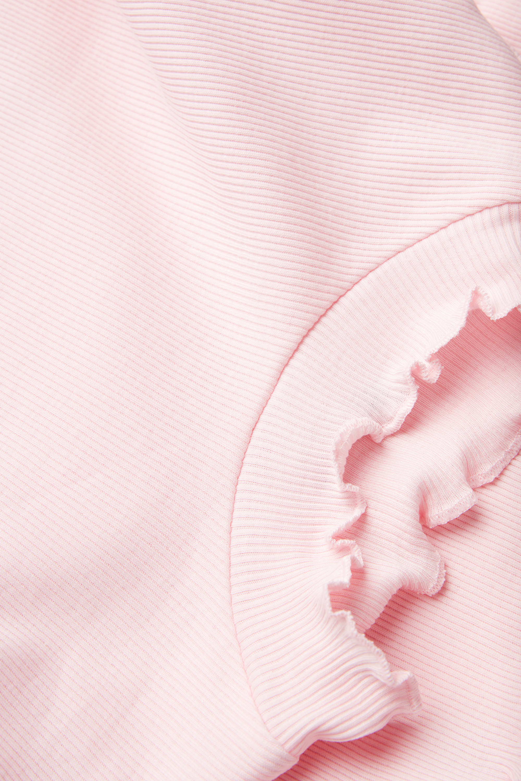 Camiseta de Manga Larga de Canalé y Punto Sobrehilado Festoneado para Niña