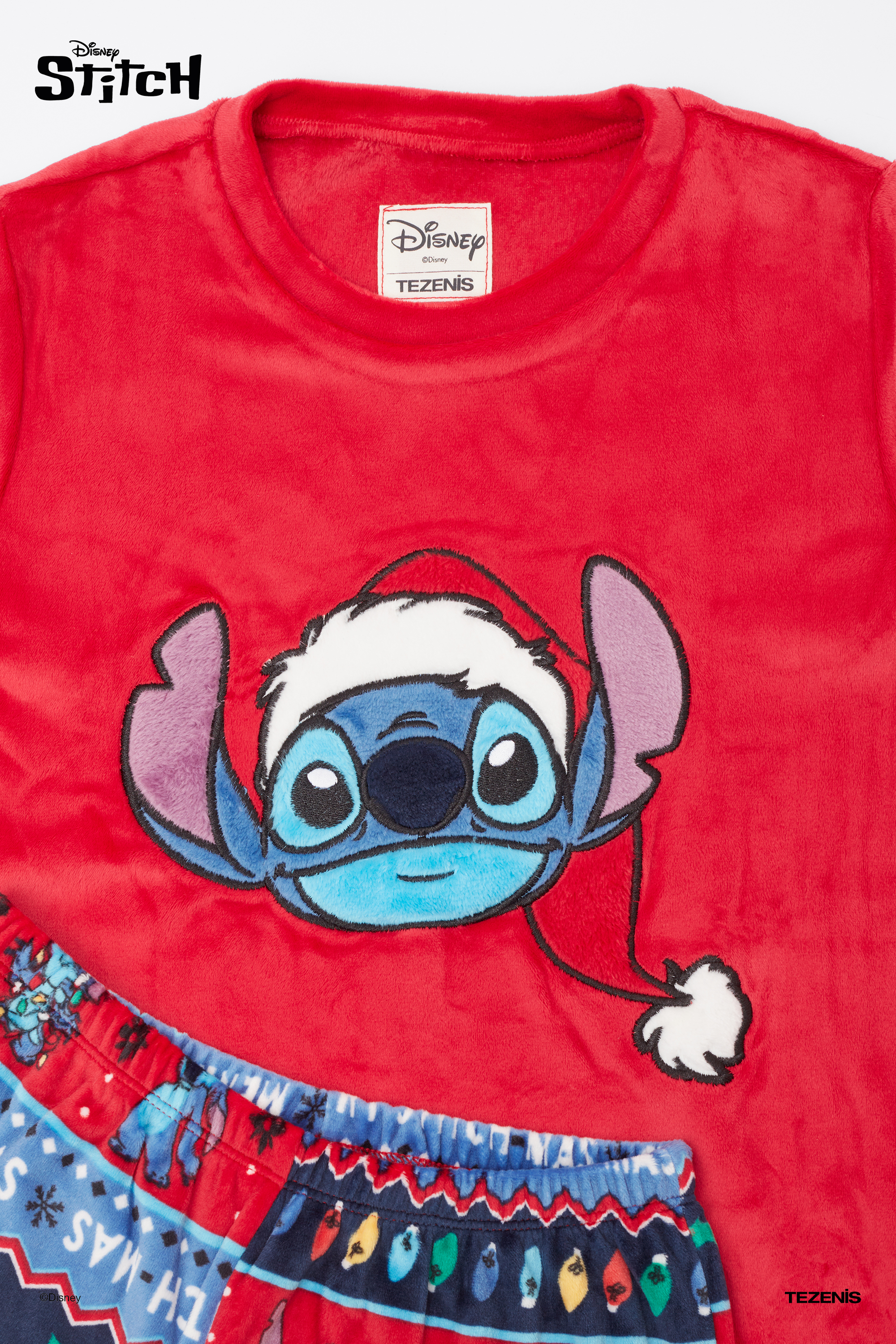 Unisex kids’ Christmas Disney Stitch Long Microfleece Pyjamas