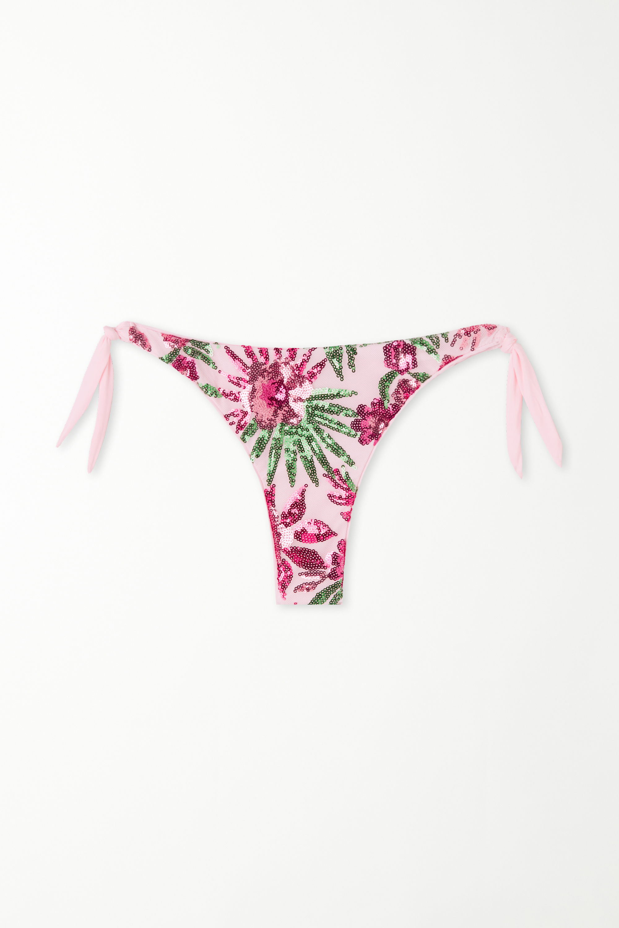 Flower Paradise Brazilian Bikini Bottoms with Ties