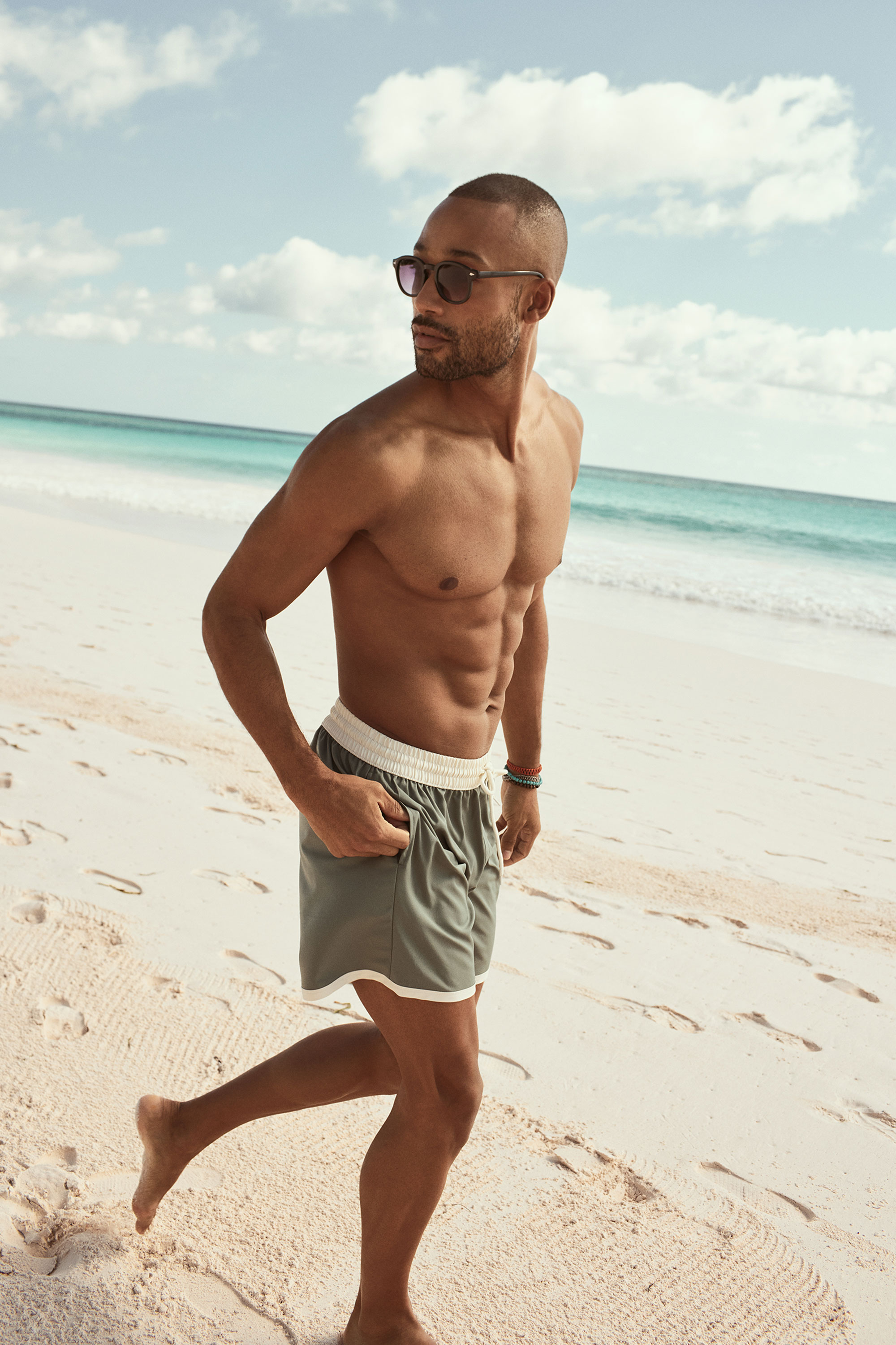 Badeshorts Basic mit Kontrasten recycelt