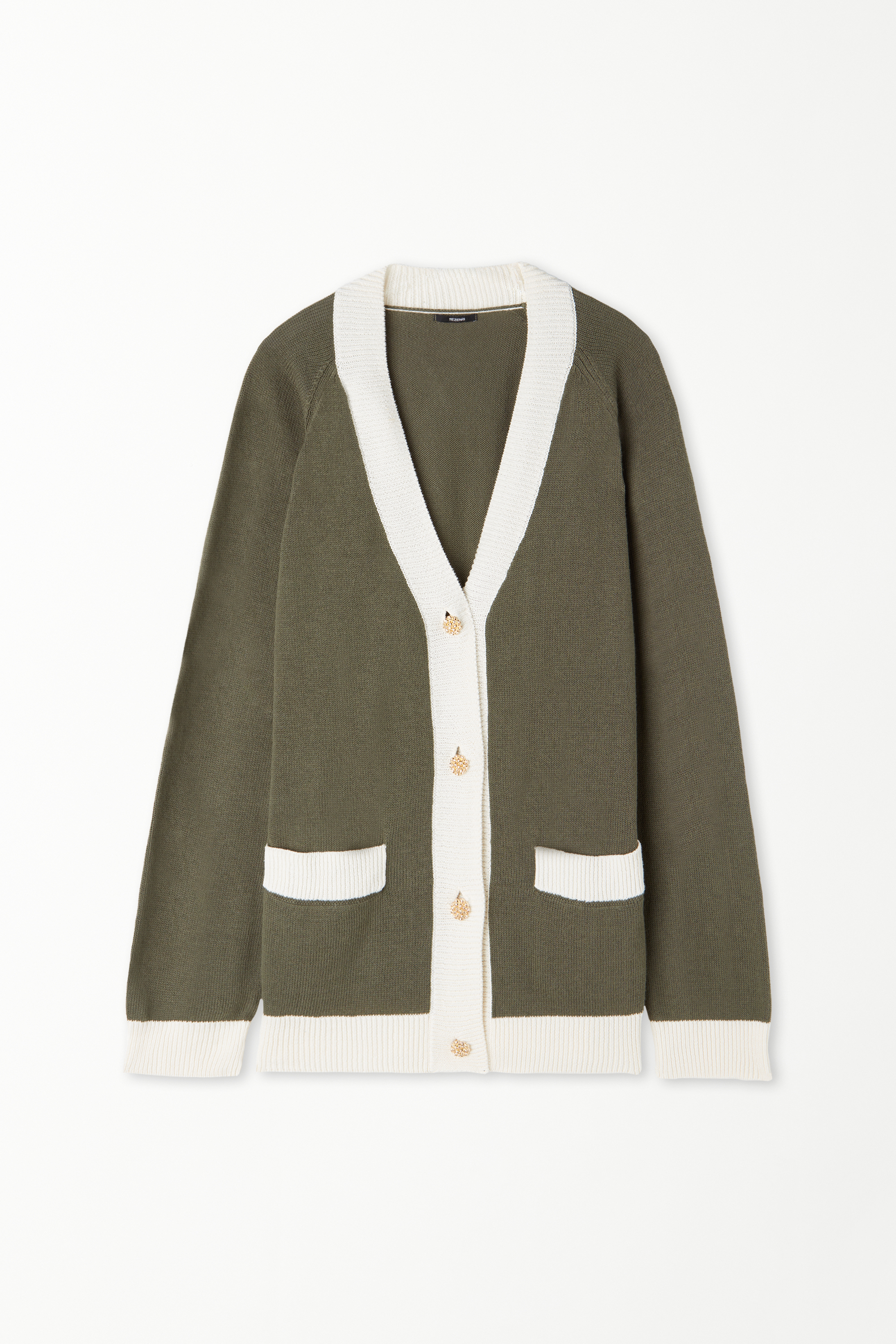 Long-Sleeved Fully-Fashioned Cardigan with Buttons