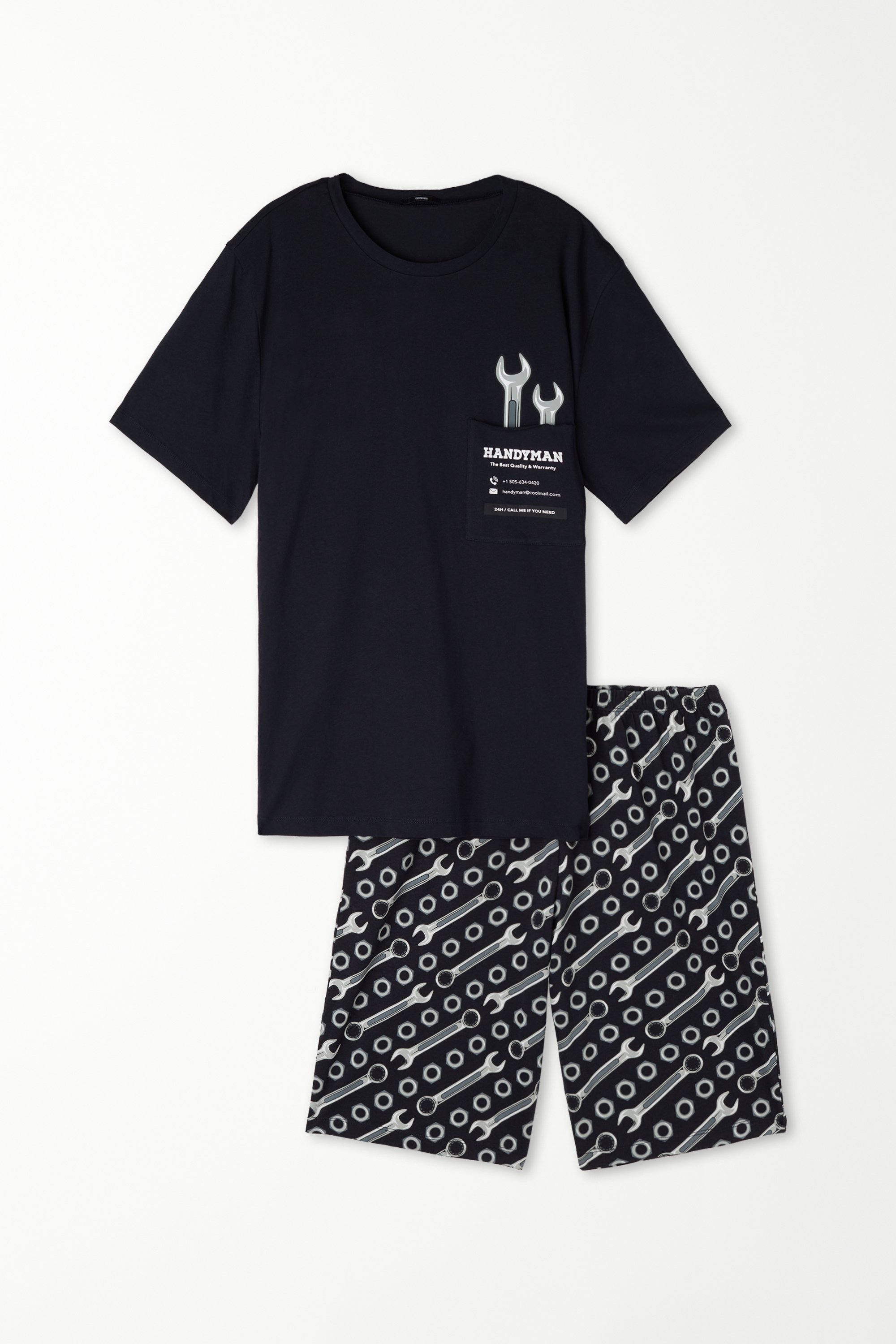 Pijama Curt de Cotó amb Estampat "Manetes"