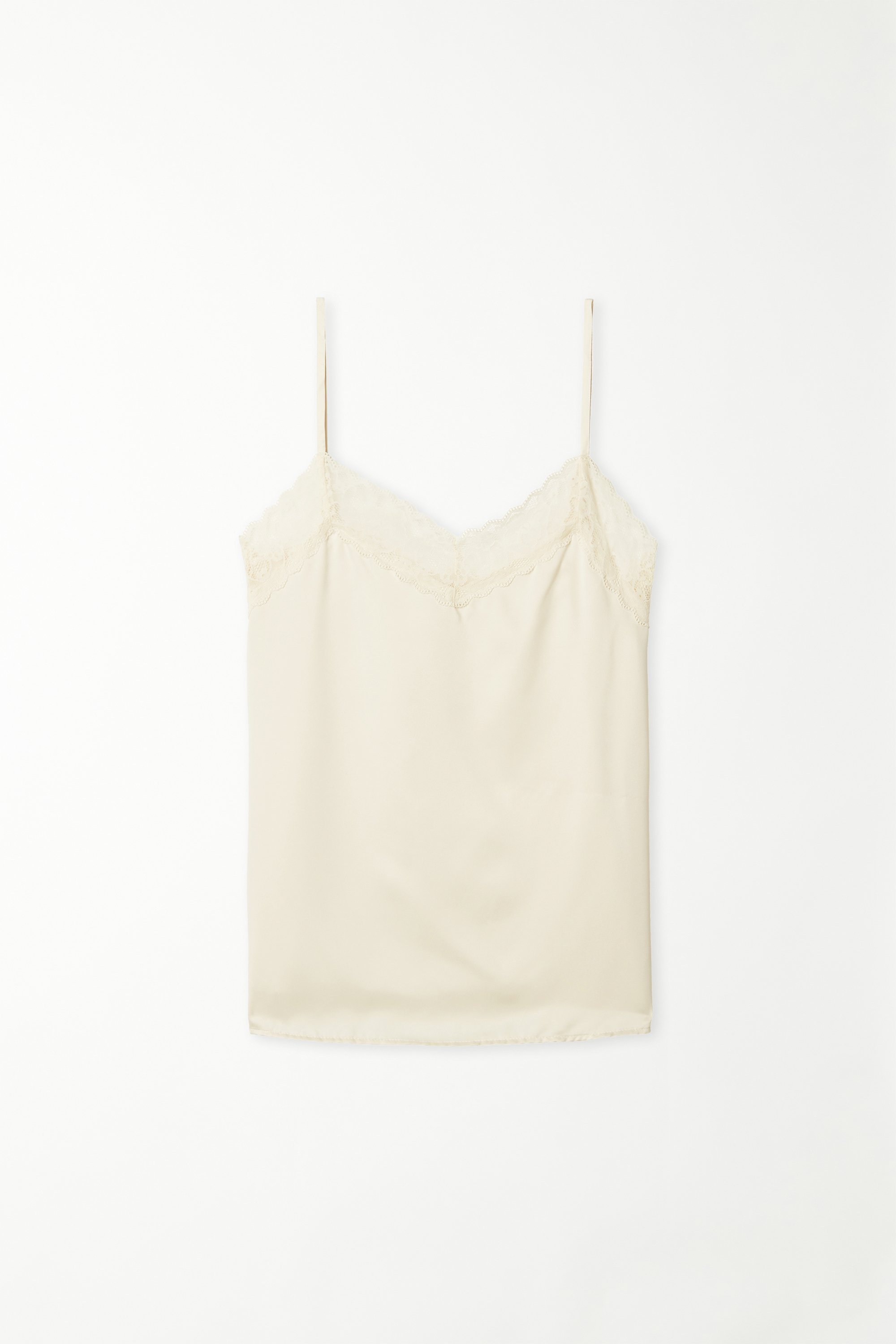 Satin Tank Top mit Spitze