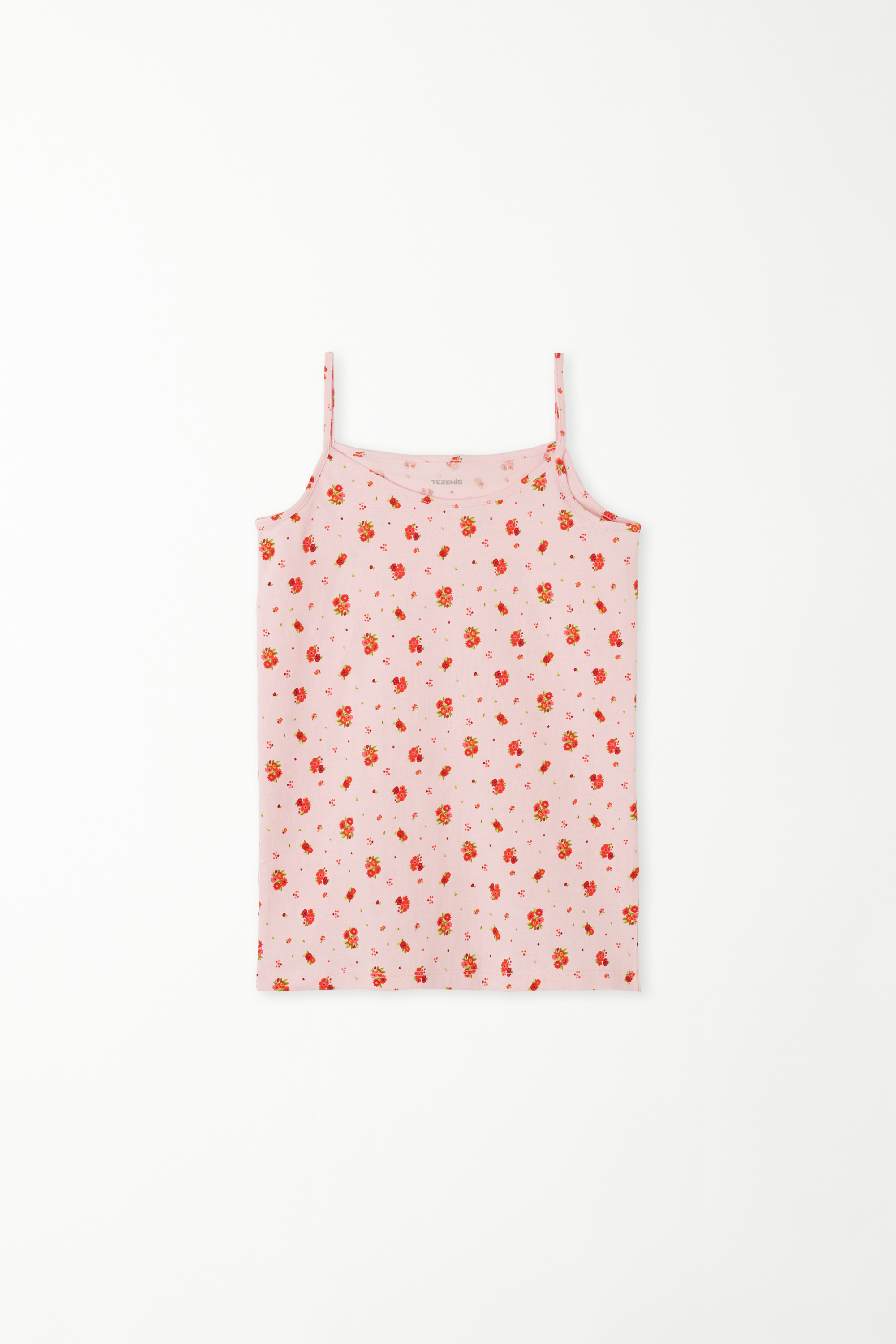Αμάνικη Μπλούζα με Λεπτές Τιράντες και Στρογγυλή Λαιμόκοψη από Βαμβακερό Print για Κορίτσι