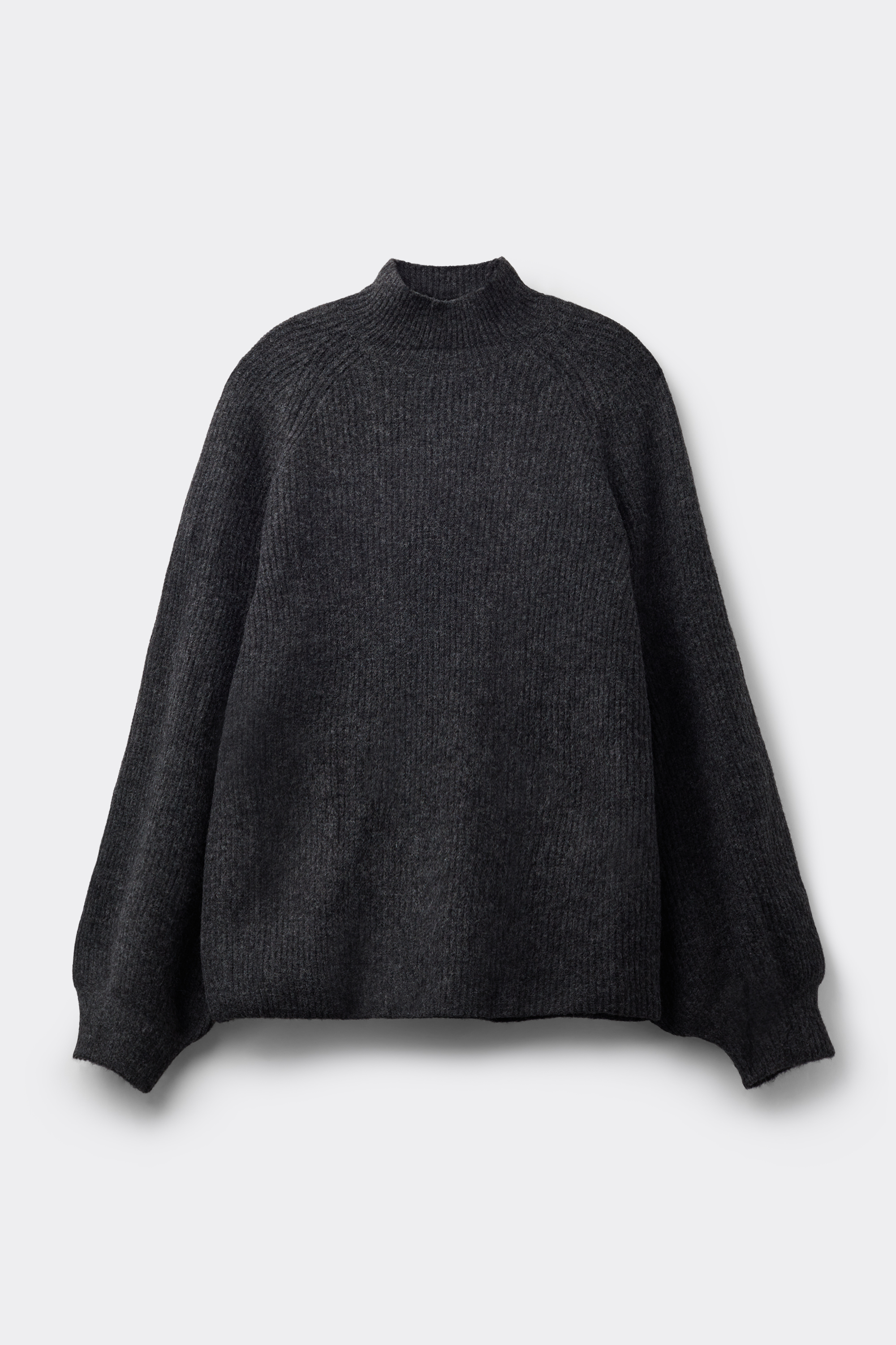 TOP LONG SLEEVE FULLY-FASHIONED RIB NECK CRATER