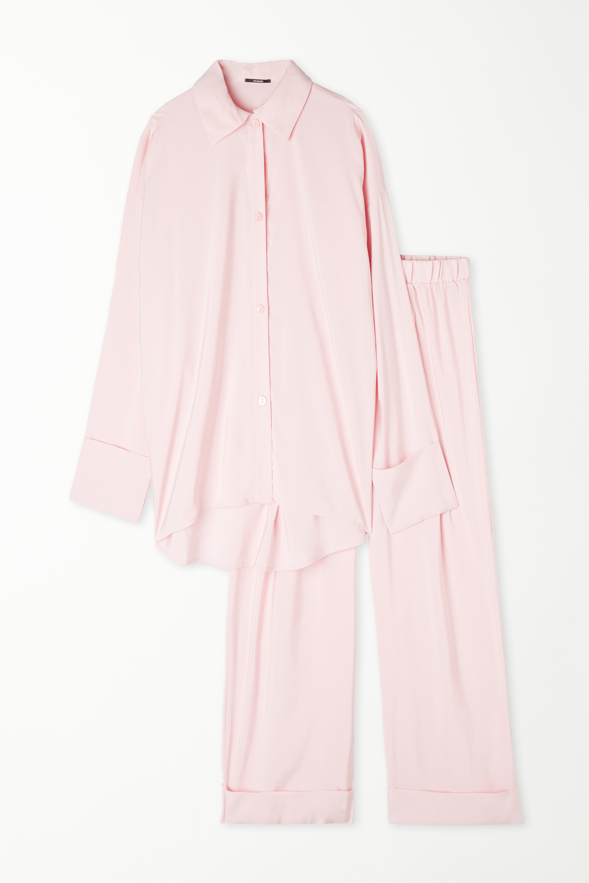 Langer Oversize-Pyjama aus weichem Tuch