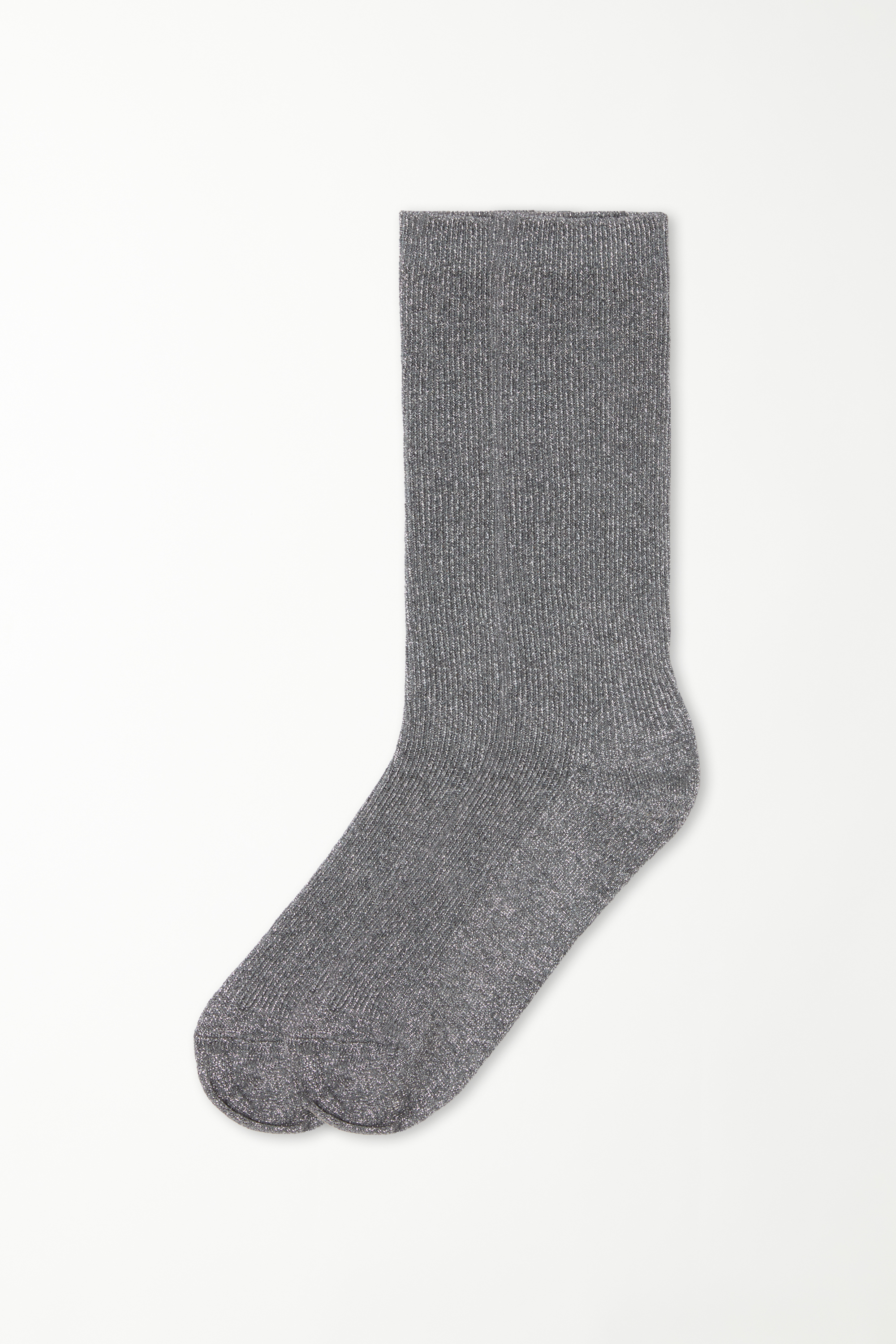 Socken in 3/4-Länge aus geripptem Metallic-Gewebe