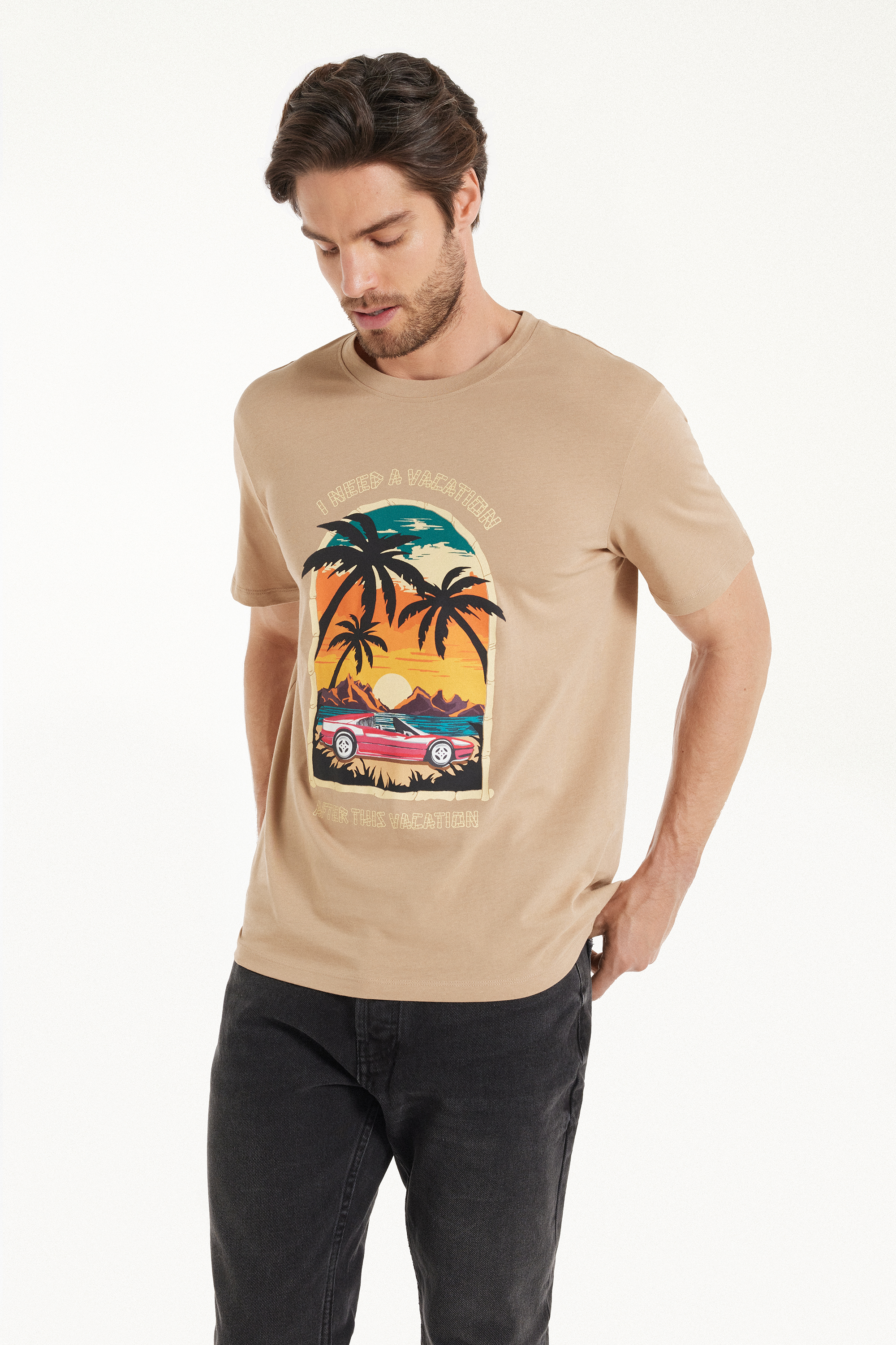 T-Shirt aus bedruckter Baumwolle
