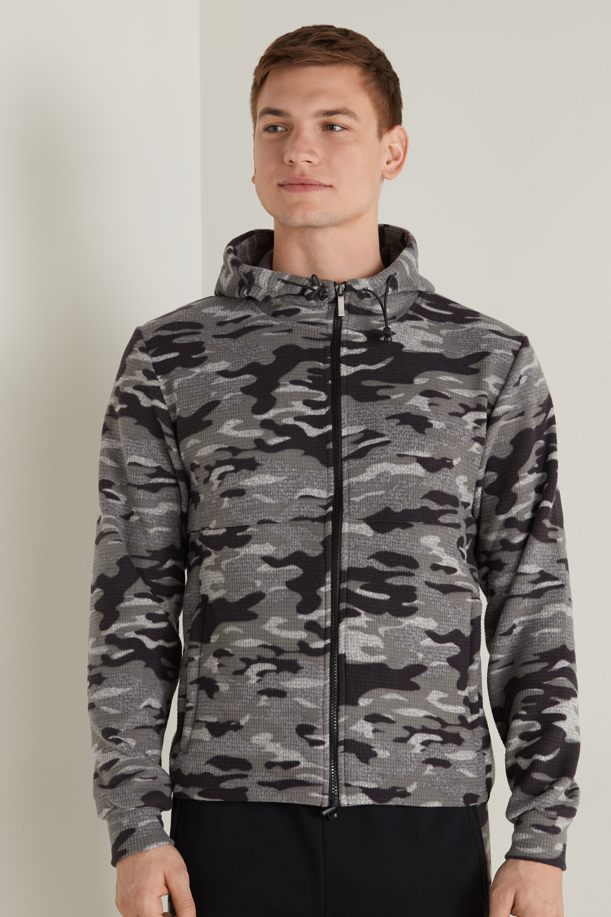 camo fleece zip up jacket