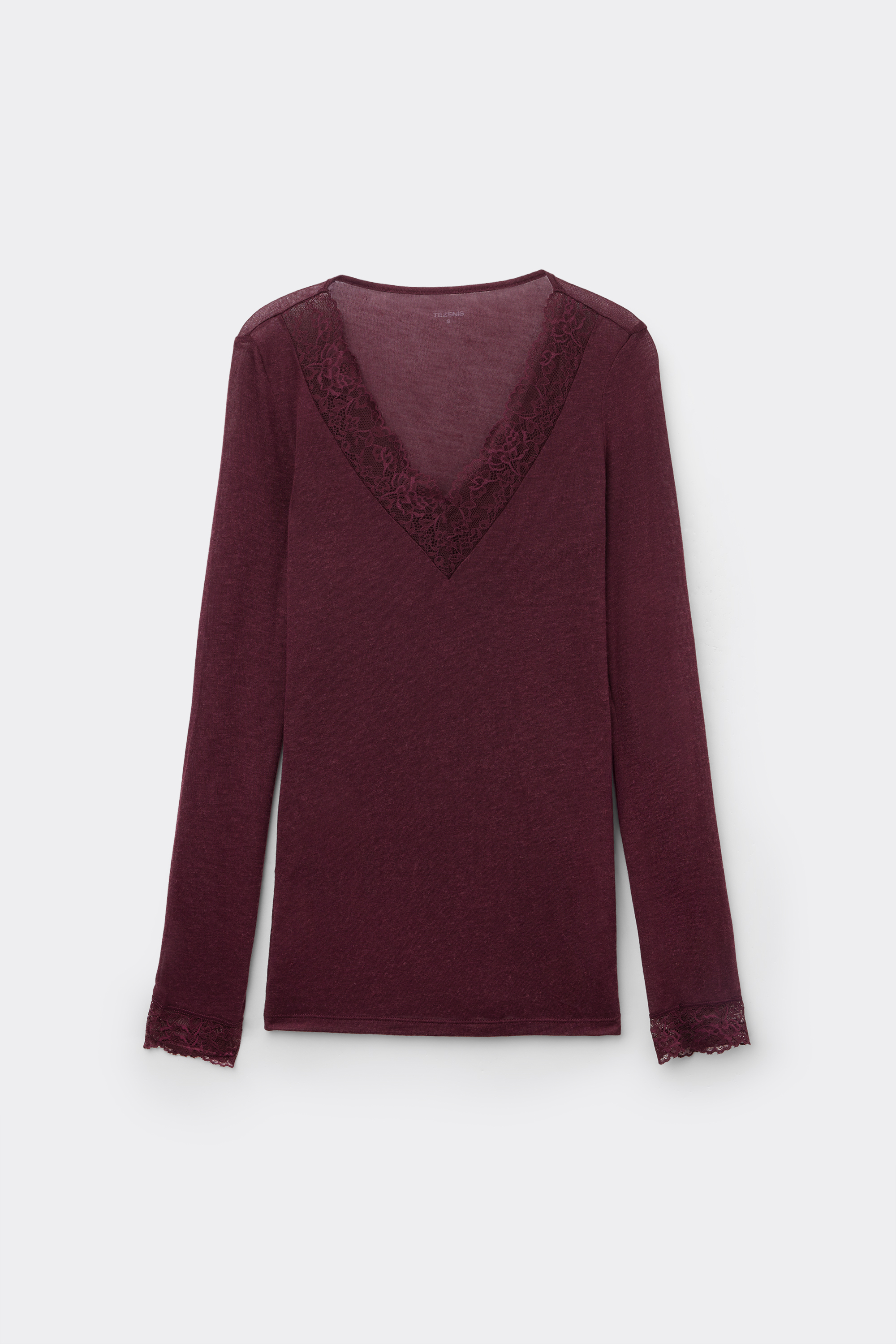 Camiseta Liger&iacute;sima Escote Pico Encaje/Lana Merina