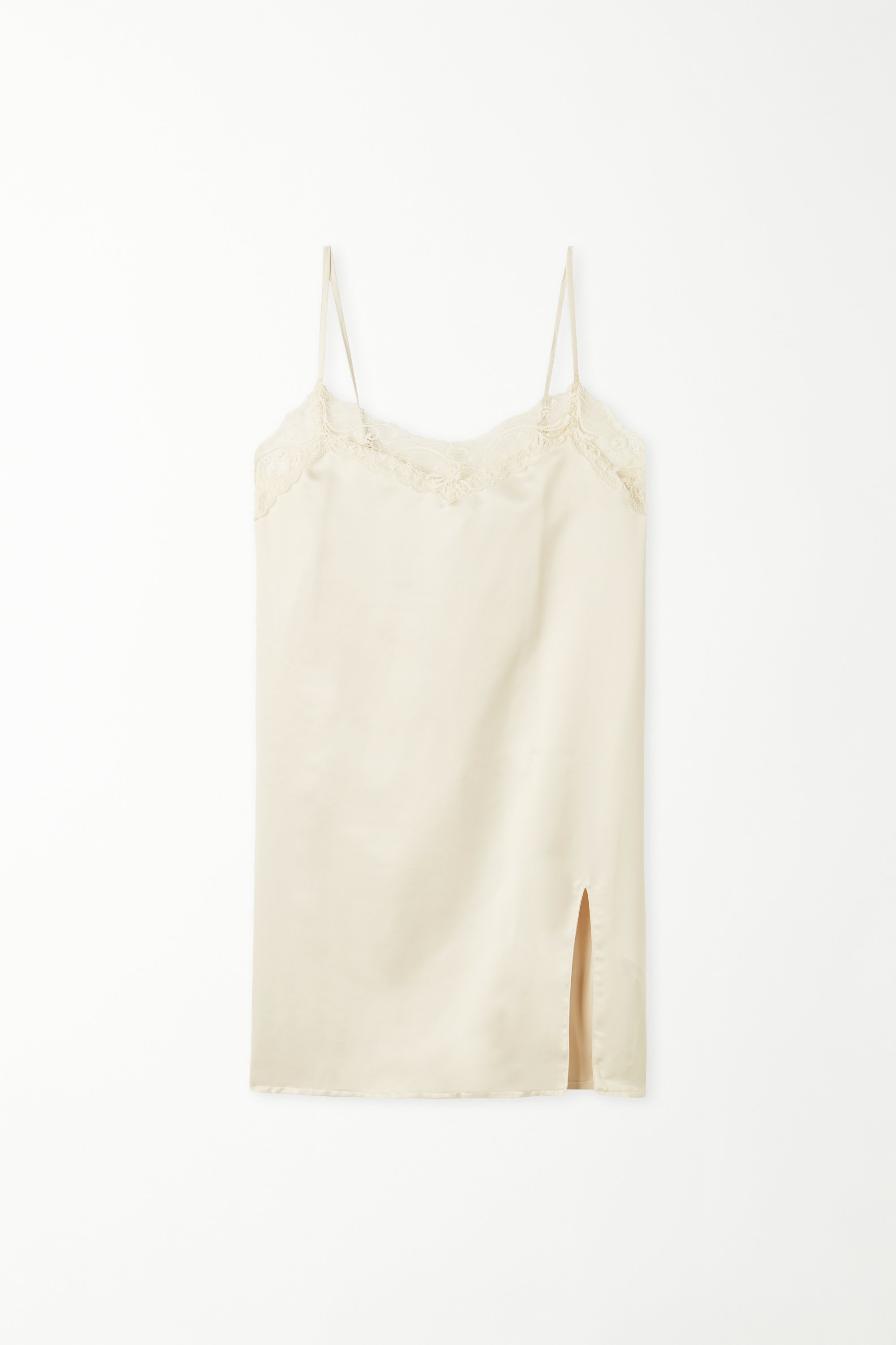 Satin and Lace Camisole with Narrow Shoulder Straps