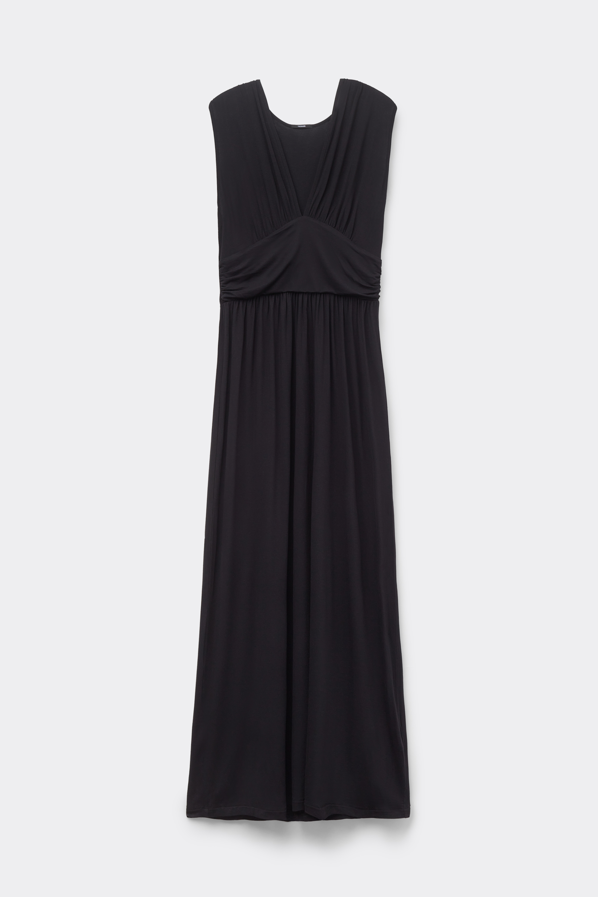 Long Light Viscose Dress with Wide Shoulder Straps