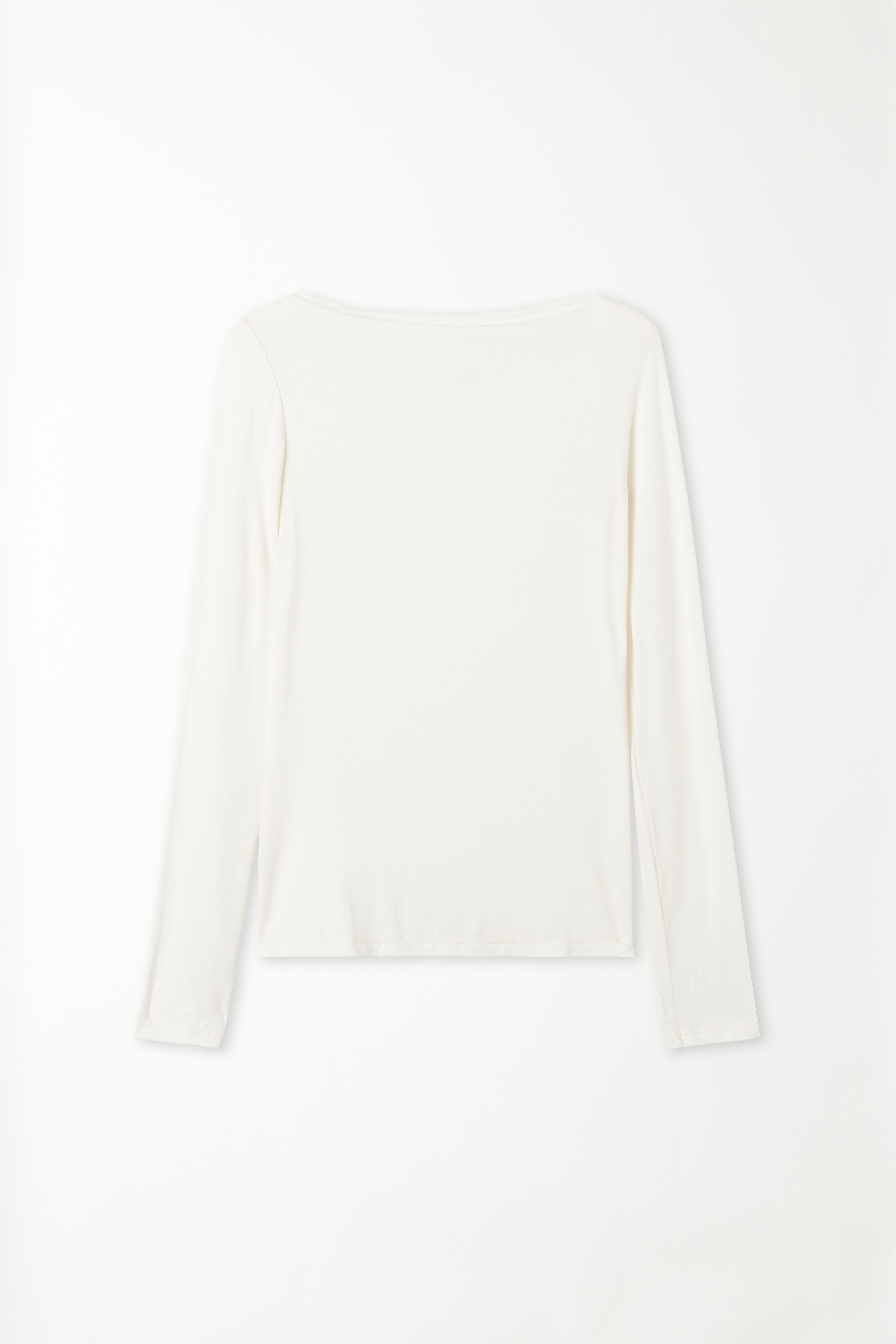 Long-Sleeved Viscose Top with Boat Neck