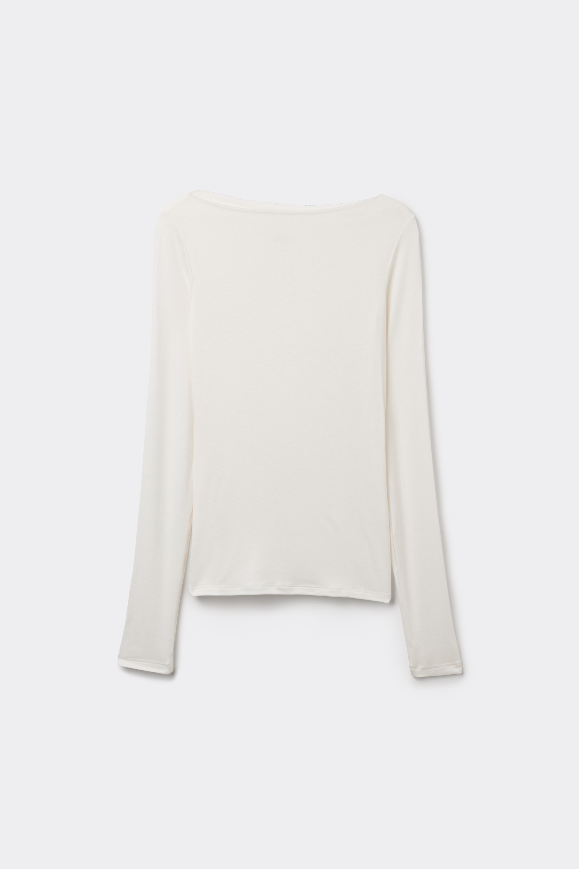 Long-Sleeved Viscose Top with Boat Neck