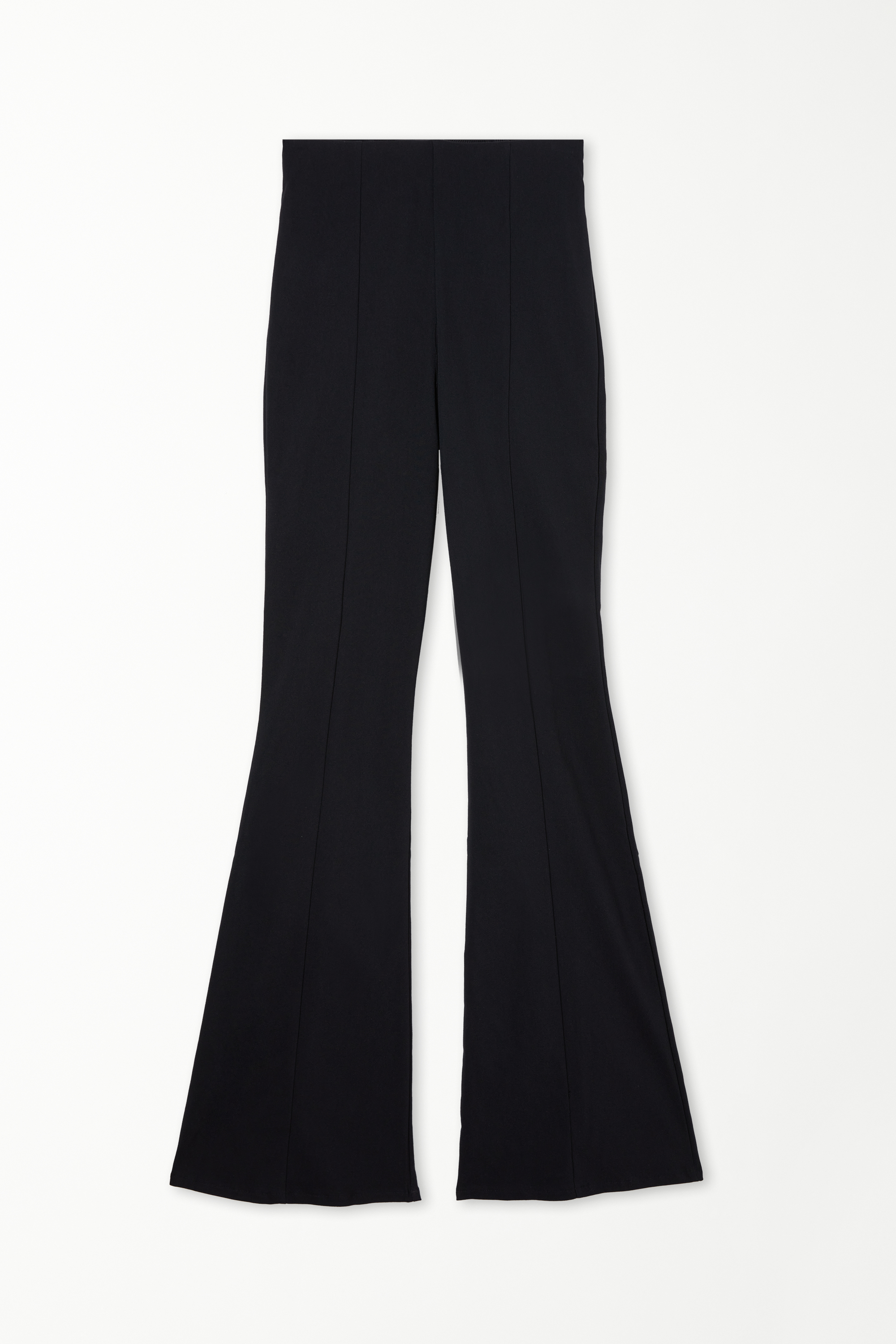 Flare-Cut Stretch Fabric Capri Pants